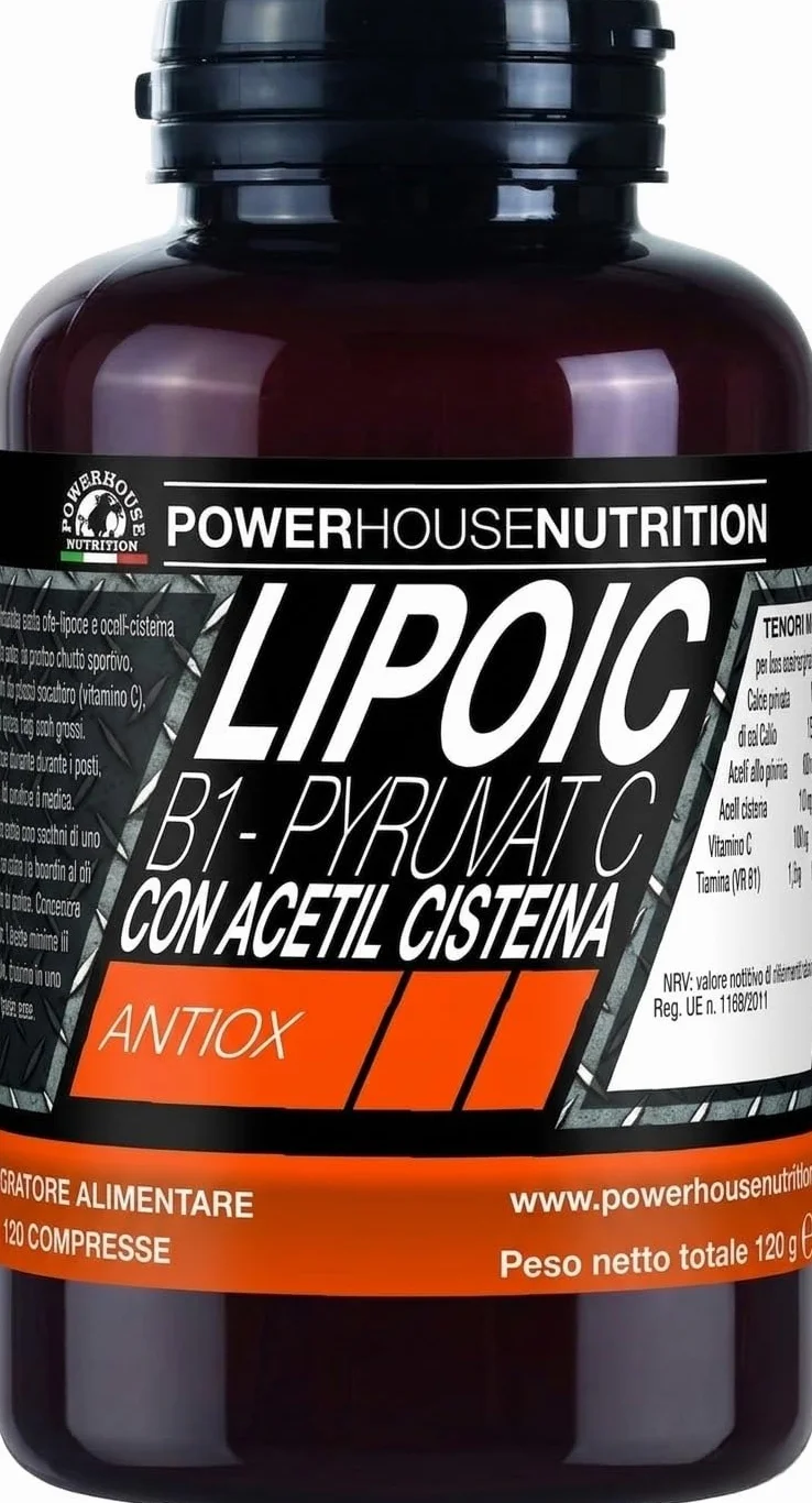 Powerhouse Nutrition Acido Alfa Lipoico 600mg con Piruvato, NAC, Vitamina C e B1 - 120 Compresse