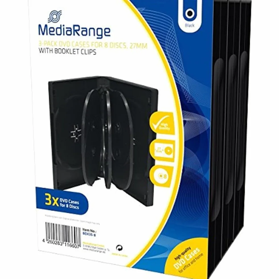 MediaRange BOX35-8 Custodia Jewel 8dischi Nero Custodia CD/Dvd