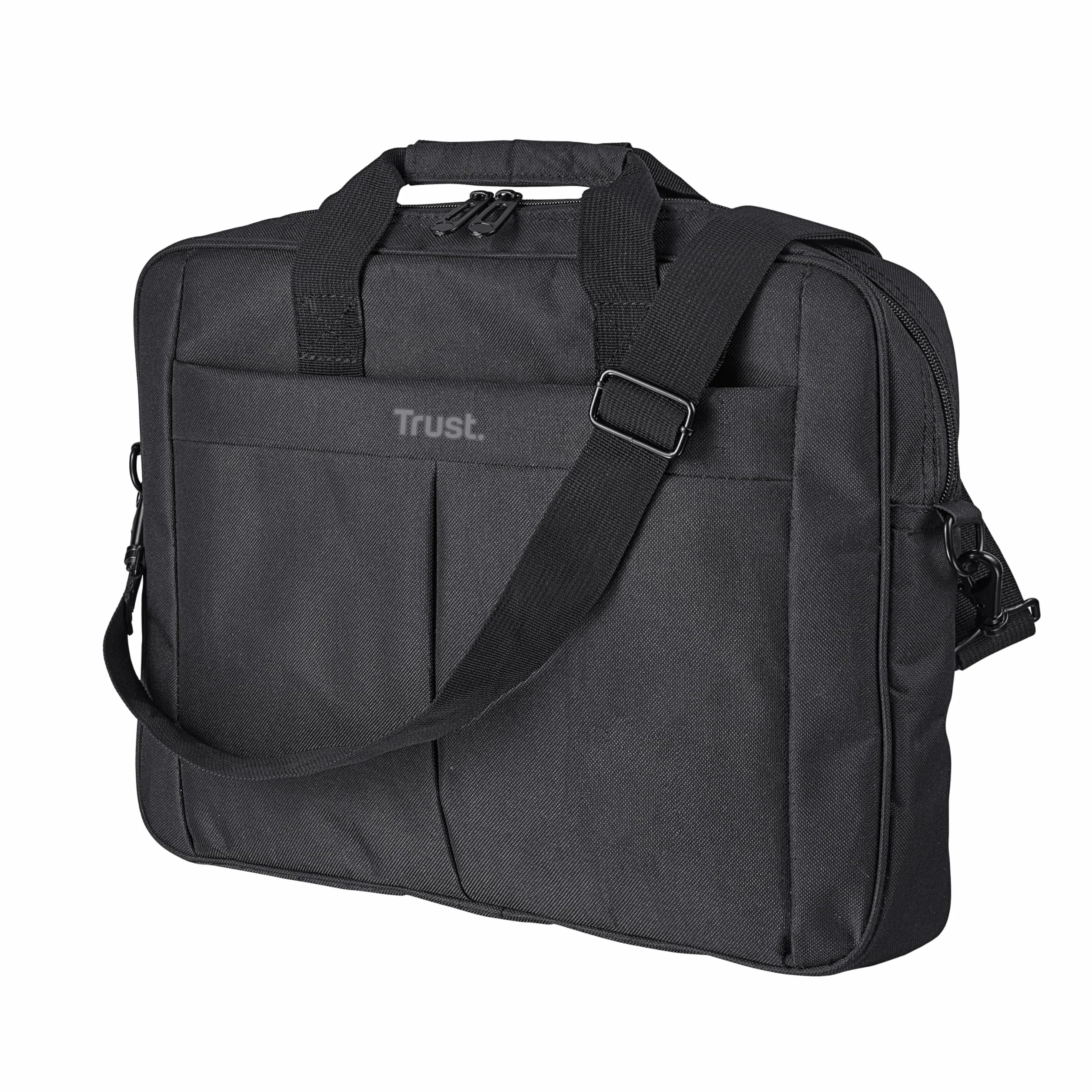 Trust Primo Borsa Porta PC Portatile 16 Pollici, Borsa a Tracolla Regolabile per Laptop Fino a 385 x 315 mm, Custodia Trasporto Tessuto Resistente per Computer Notebook Macbook Dell HP Asus, Nero