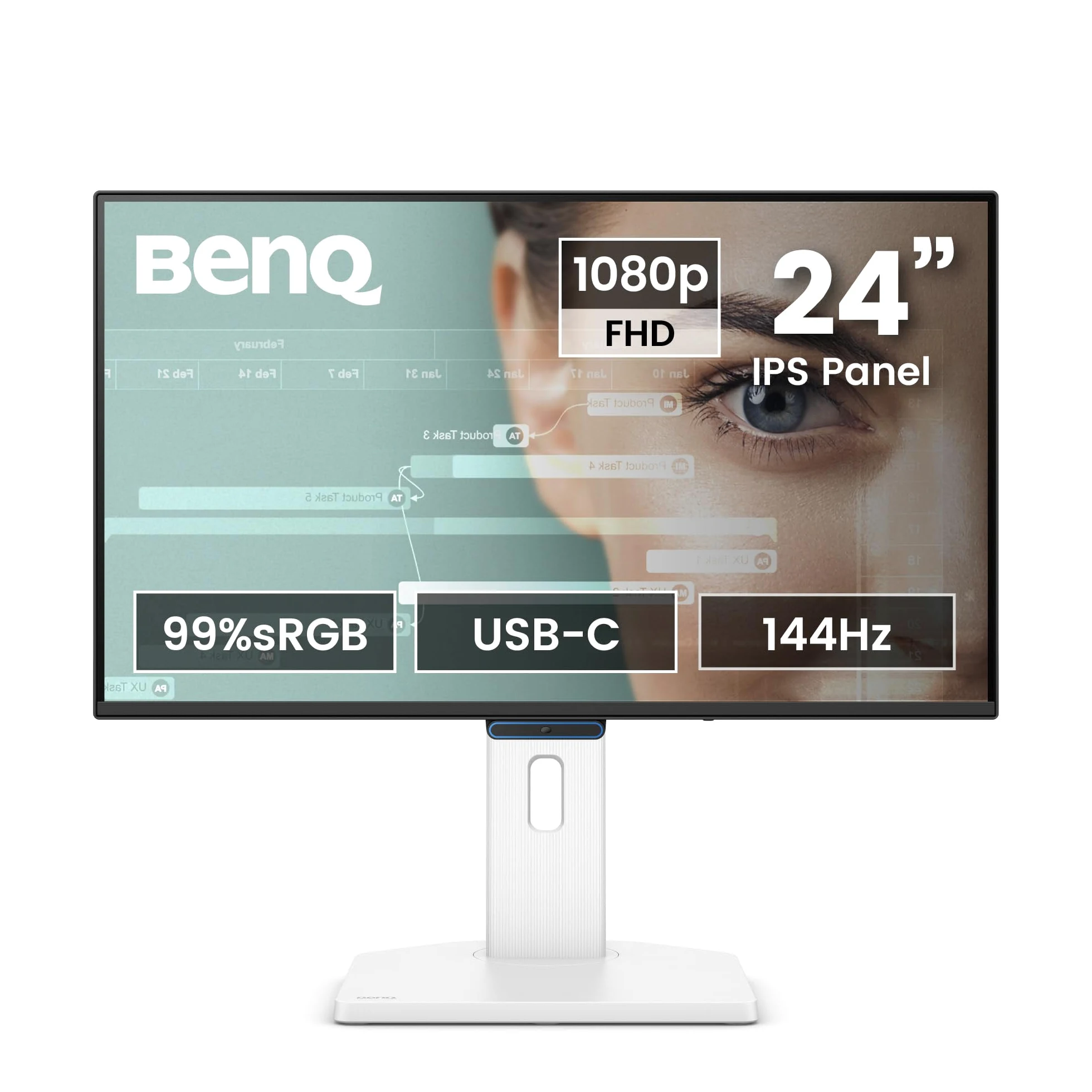 BenQ GW2490TC 23,8" 1080p FHD 144Hz IPS Eye-Care Home Office Monitor, USB-C, 1920x1080, Visual Optimizer, Flicker-free, Low Blue Light, Ultra Slim Bezel, Certificato TUV, Design ergonomico, Eye-CareU