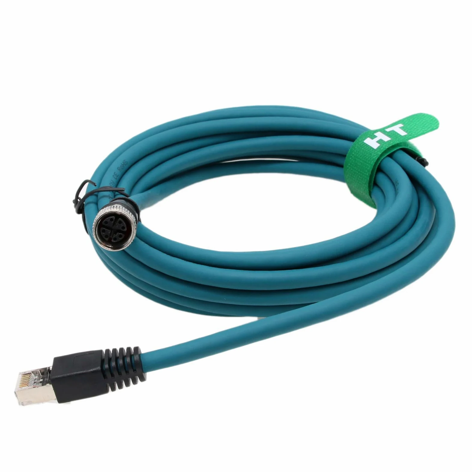 HangTon Cavo Ethernet industriale M12 X-Coded 8 pin femmina a RJ45 Cat-7e 10 Gb/s per sensore attuatore Profibus Network Automation 15 m PVC