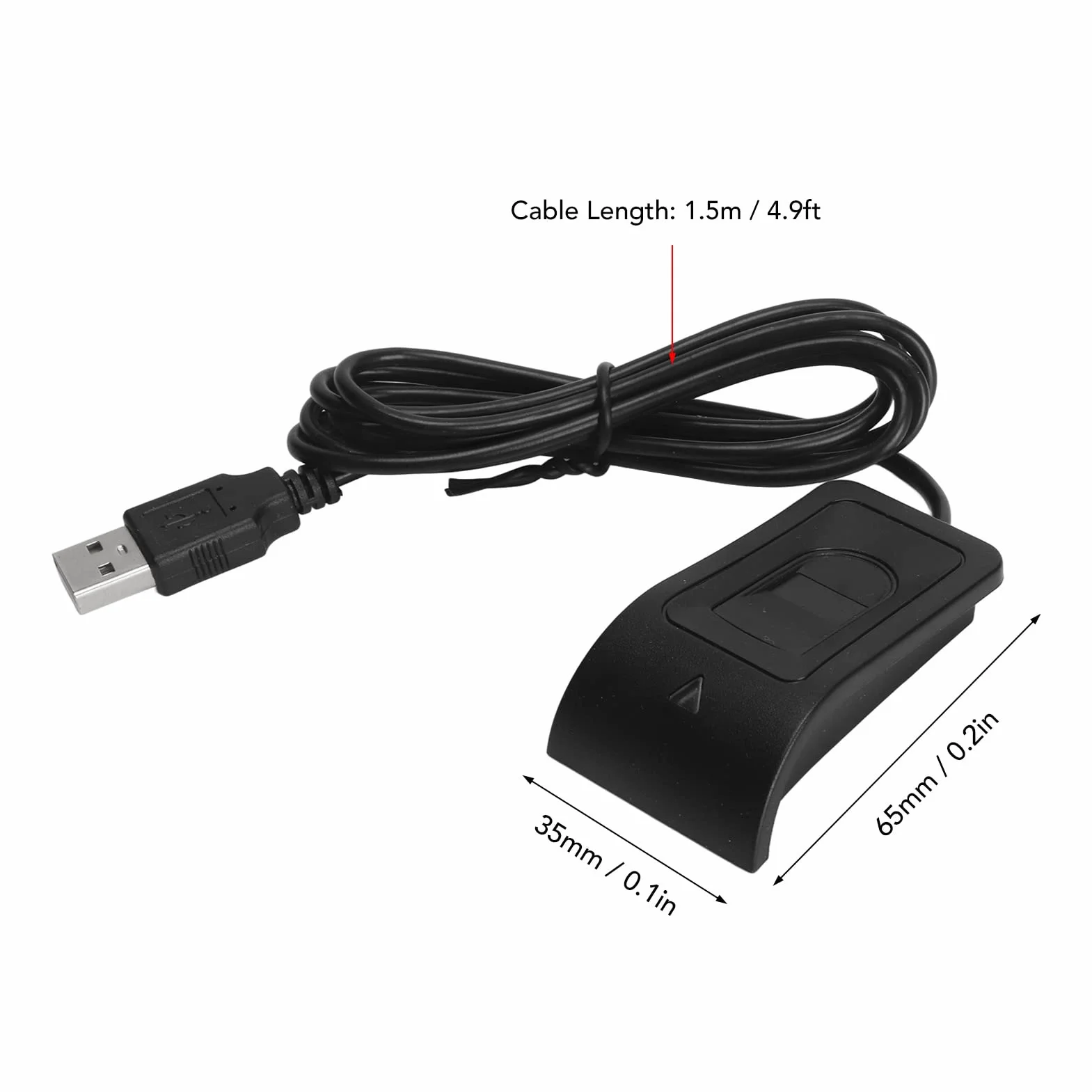 Lettore di Impronte digitali , calibrazione a 360 Gradi Lettore di Impronte digitali USB Nero Ampia Applicazione Acquisizione capacitiva Struttura compatta per PC