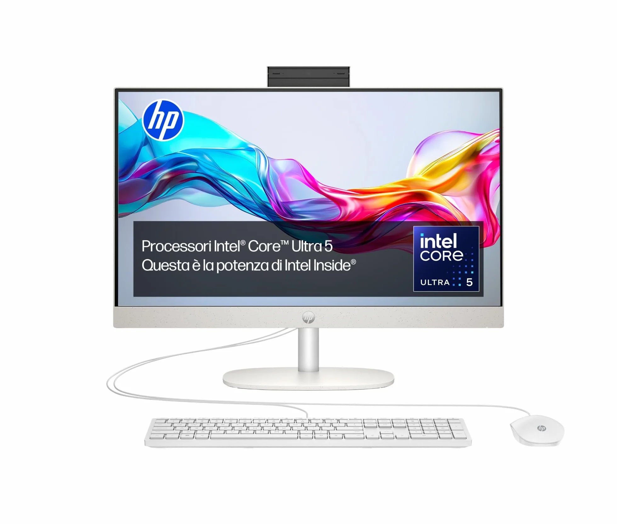 HP 24-cr1000sl All-in-One Intel Core Ultra 5-125U Intel Evo Edition 16GB RAM DDR5 512GB SSD 23,8" FHD IPS Antiriflesso Wi-Fi 6 Windows 11 Bianco