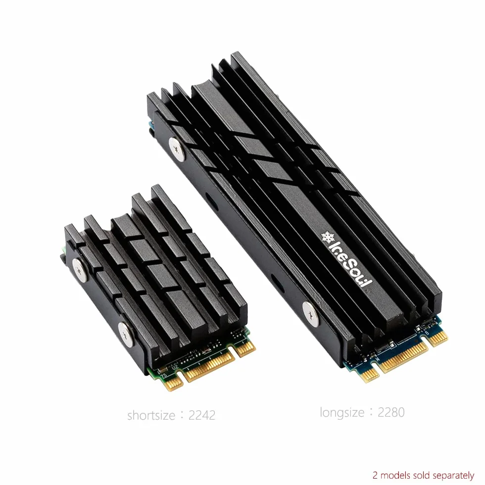 M.2 2242 SSD dissipatore di calore in alluminio, dissipatore di calore con cuscinetti termici per M.2 2242 SSD (2242 nero)
