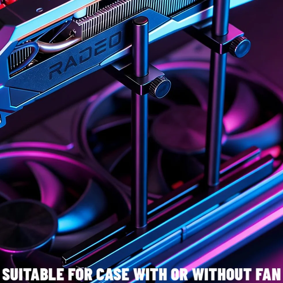 Supporto per scheda grafica, supporto per scheda video, altezza GPU, scorrevole, supporto GPU, supporto per scheda grafica per componenti computer, alluminio 128 mm (doppia asta)
