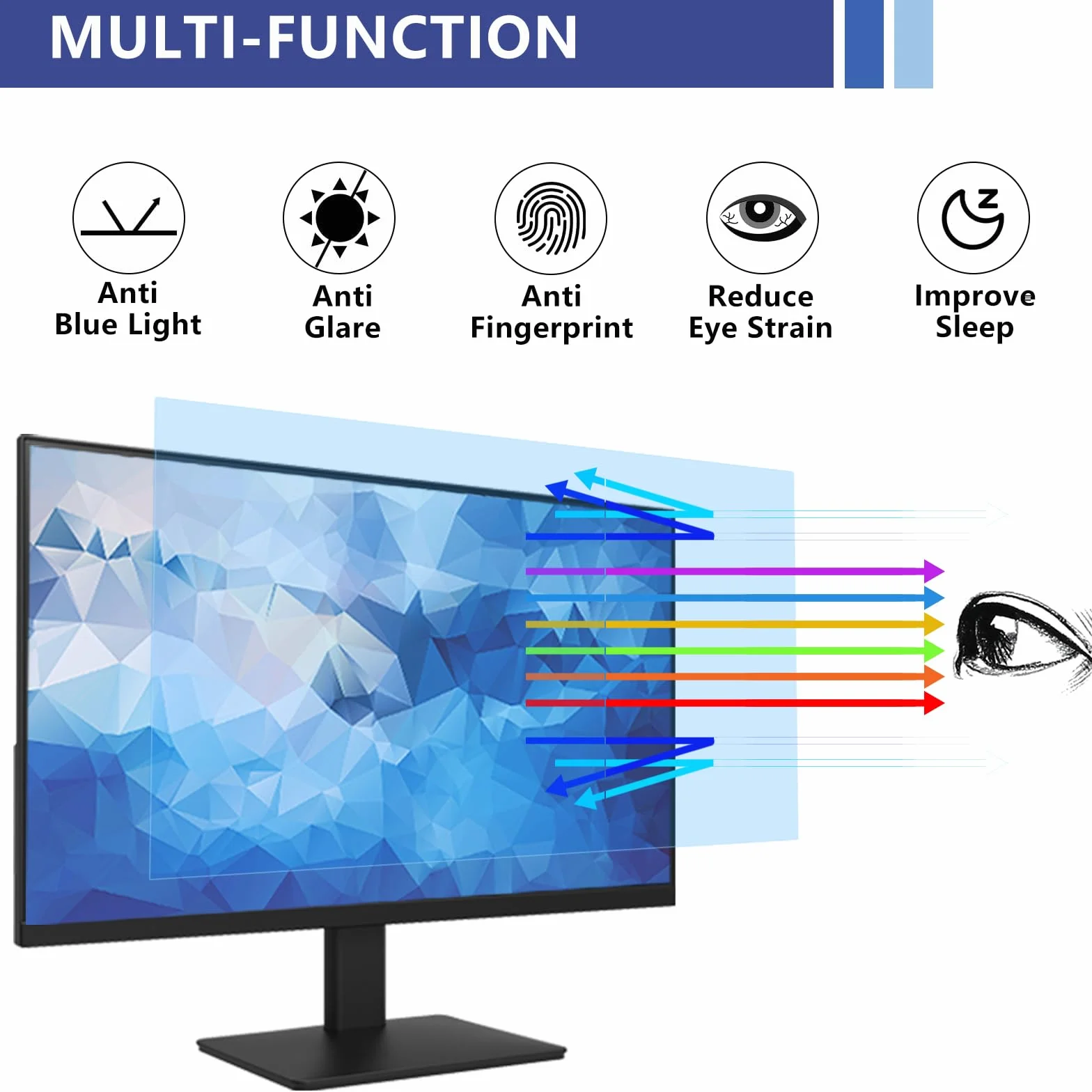 28 Pollici Anti Luce Blu Proteggi Schermo, Rimovibile Anti Luce Blu Filtro a Schermo, Proteggi Schermo Anti Blu Protezione Occhi Anti-UV per Computer 28"(16:9)