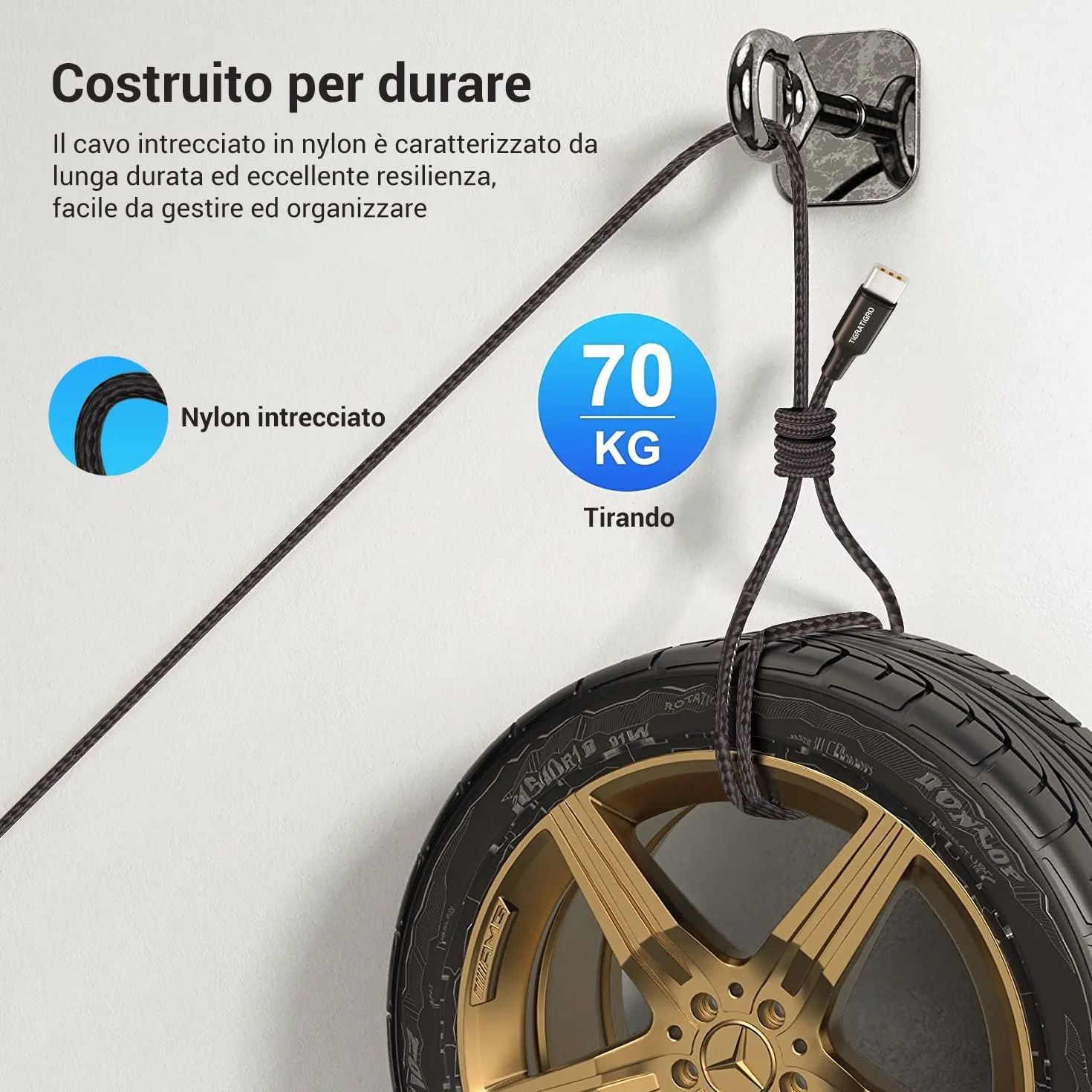 Cavo USB C 1M Nylon Ricarica Rapida QC 2.0 per iPhone 16/15 iPad Pro Air Samsung Redmi Huawei Xiaomi Google Pixel PS5 Drone