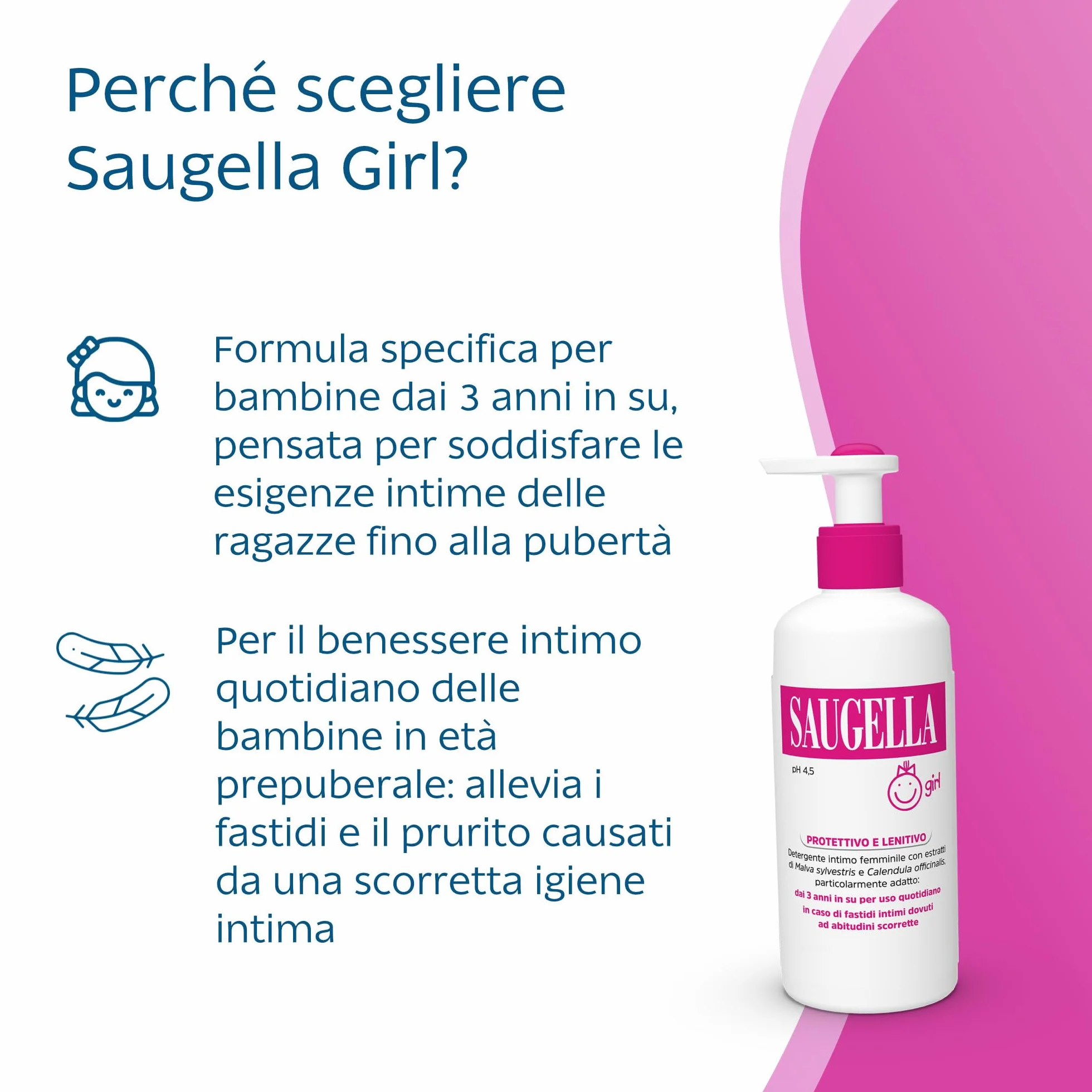 Saugella Girl Detergente Intimo Delicato pH 4.5 con Malva e Calendula 2x200 ml