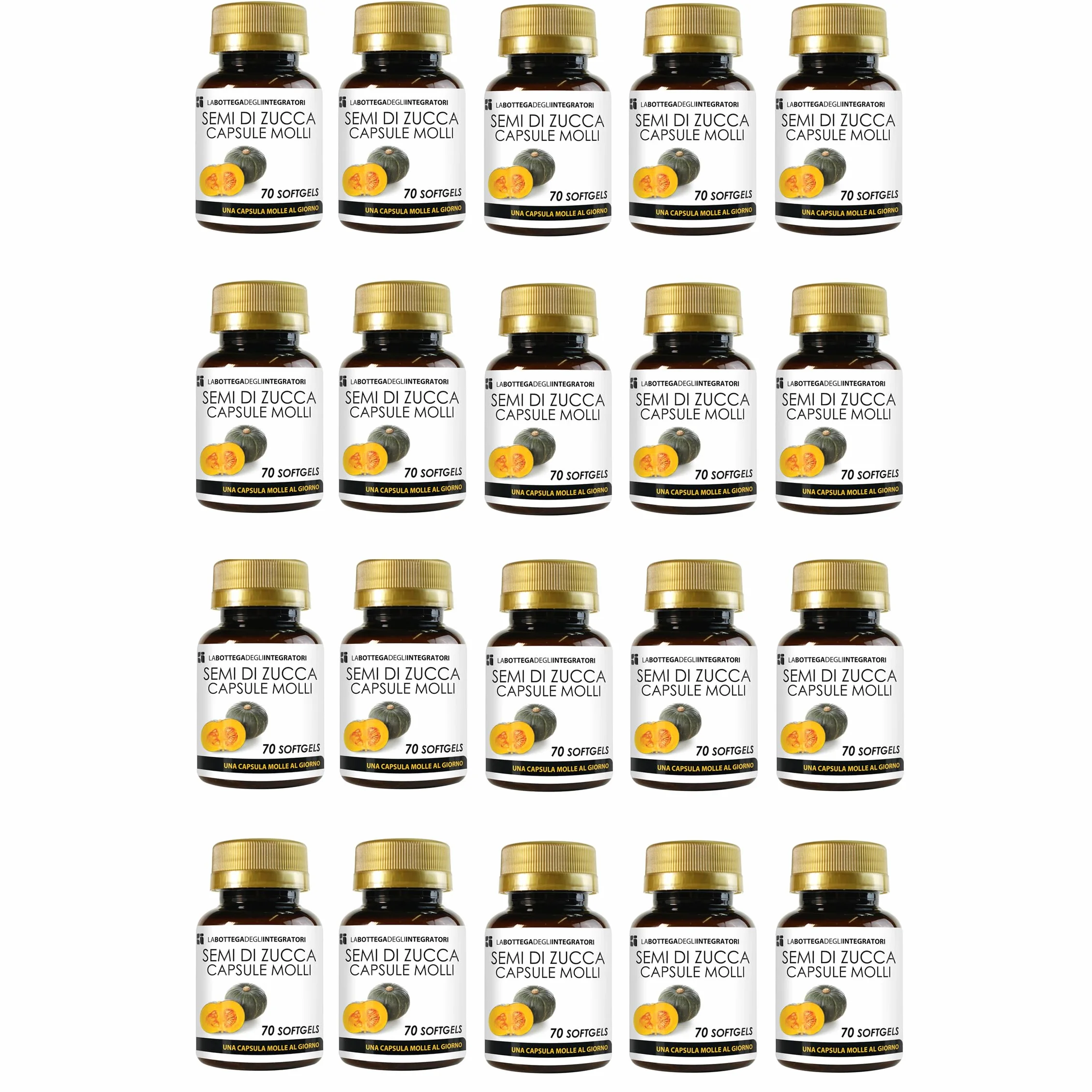 Semi di Zucca 1400 Softgels | Olio Spremuto a Freddo con Omega 3, Omega 6, Omega 9, Acido Linoleico e Acido Oleico | 1 Softgel al giorno