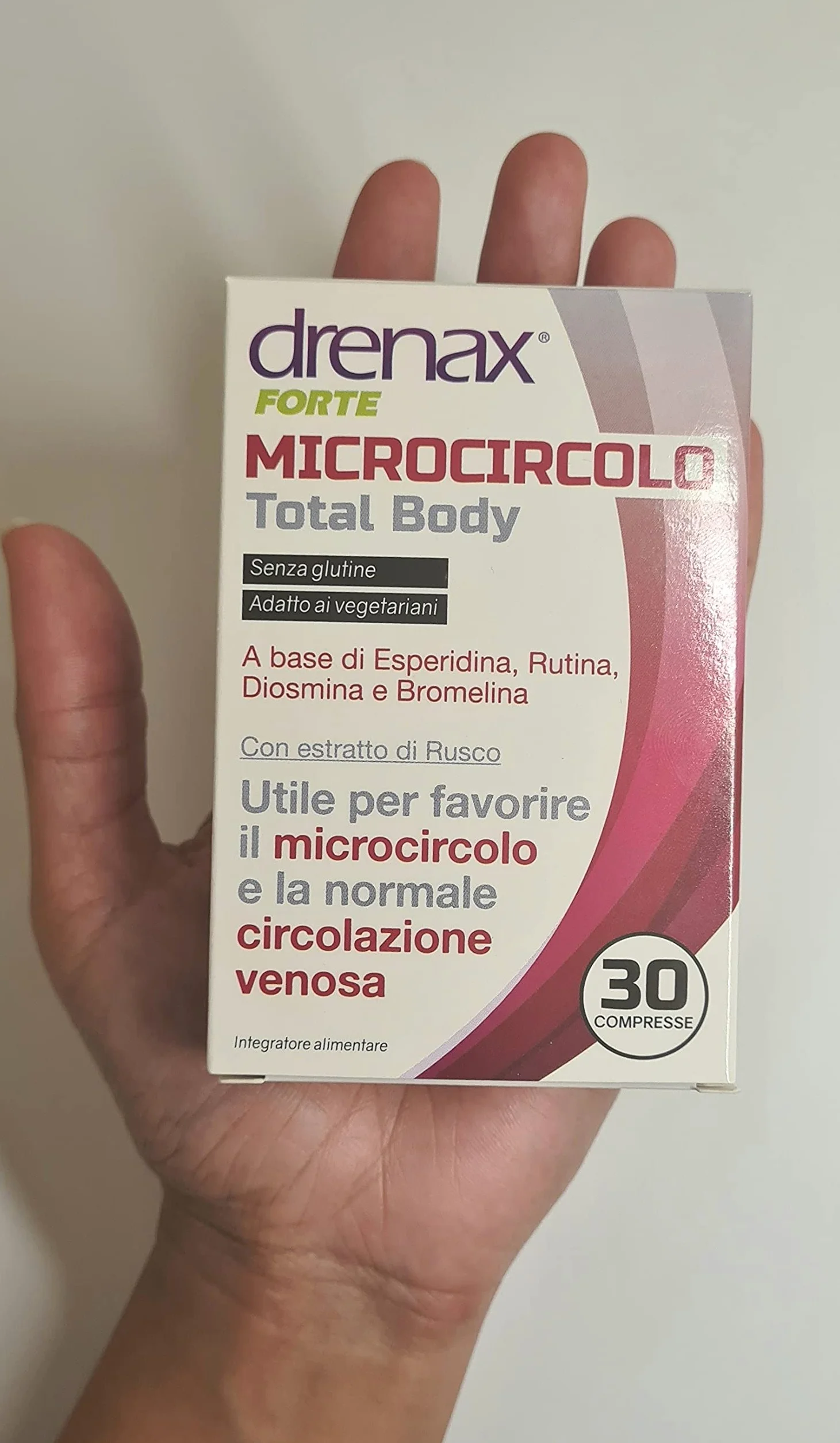 Drenax Total Body 30 Compresse Microcircolo Circolazione Venosa Gambe Gonfie Rutina Bromelina Rusco Flavonoidi Senza Glutine