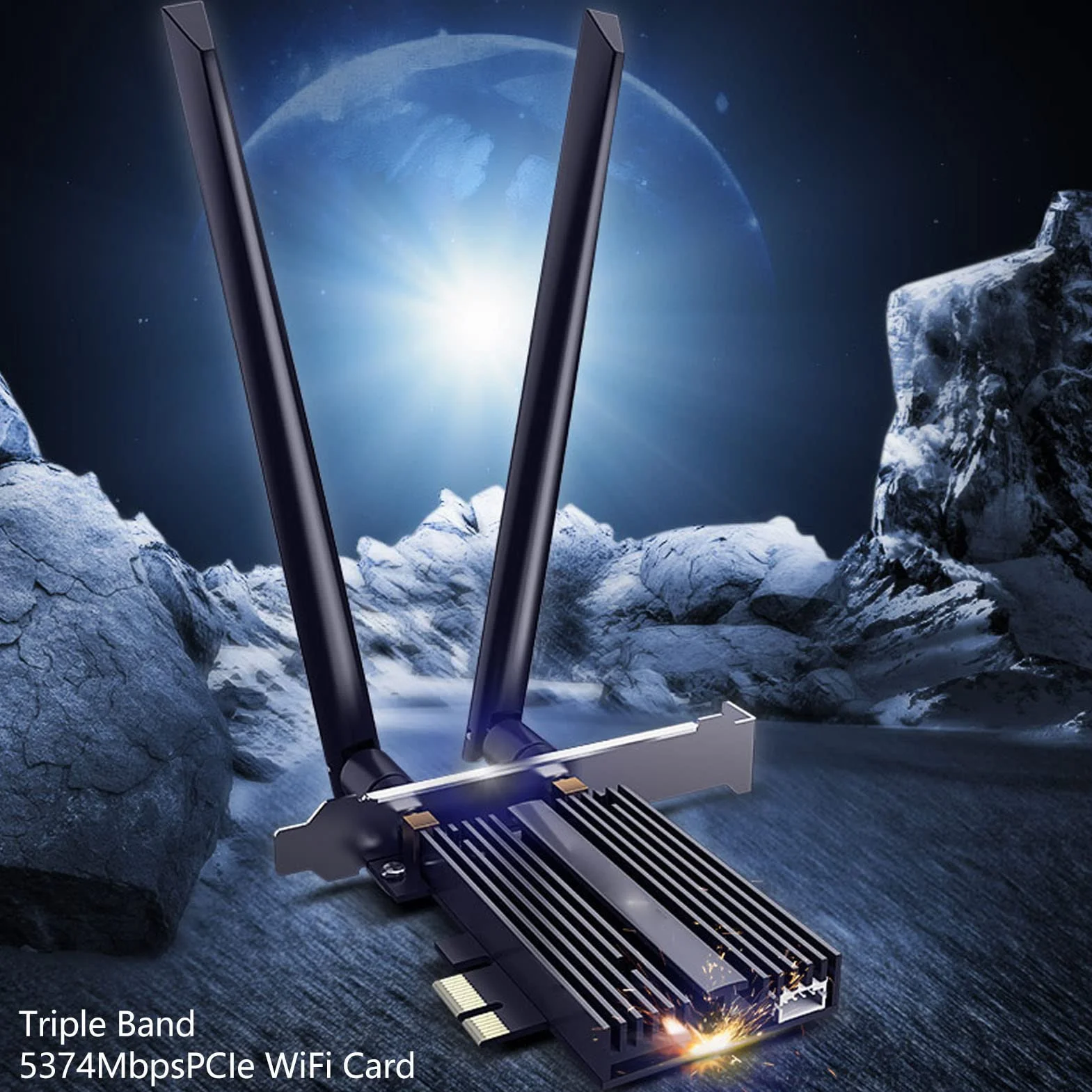 Sxhlseller WiFi 6E AX210 Scheda WiFi PCI-E BT5.2 Tri-Band da 6 GHz/5 GHz/2,4 GHz con Sicurezza WPA3, Doppia Antenna, Forte Anti-interferenza per PC Desktop Compatibile con Win11/10