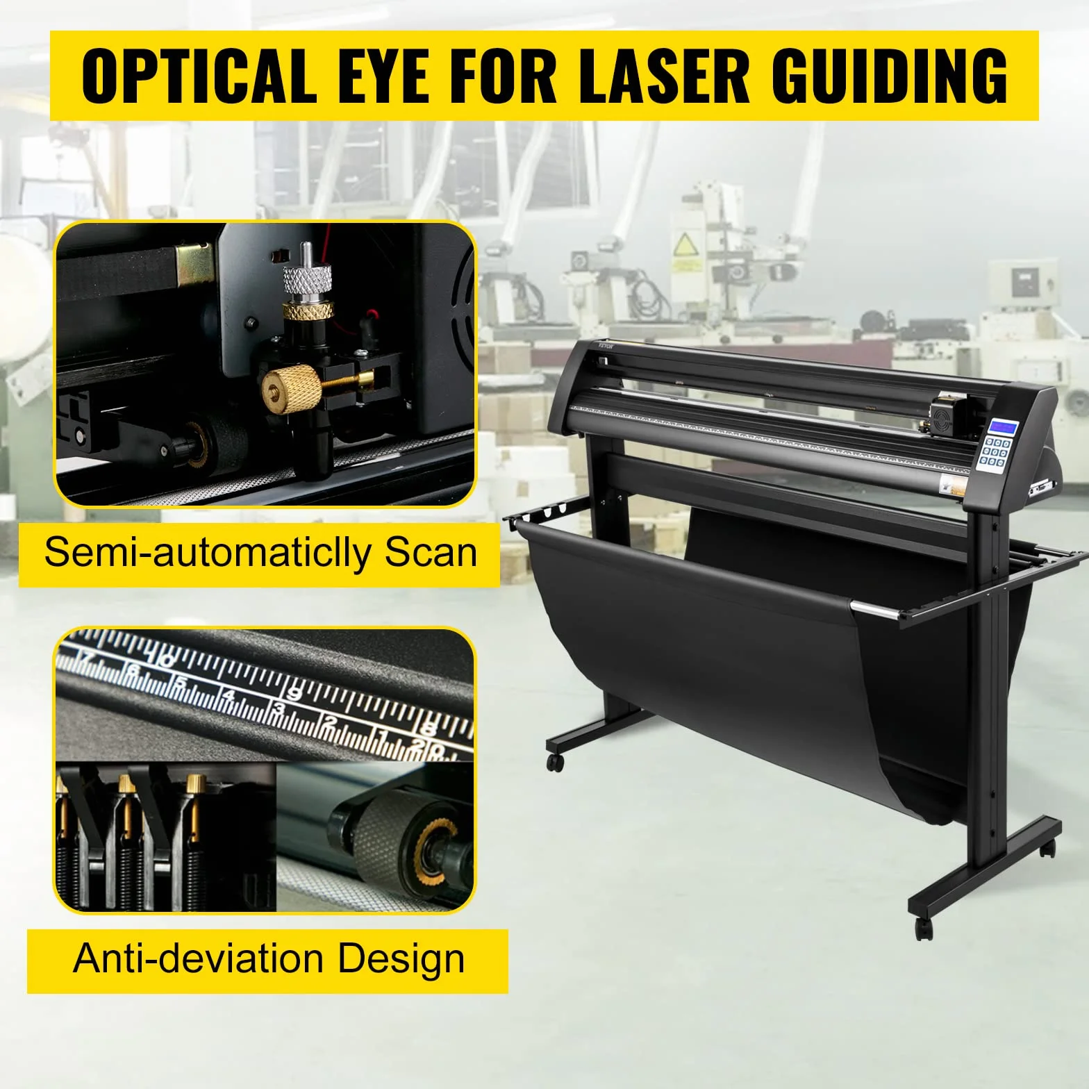 VEVOR Plotter da Taglio Vinile Semiautomatica con Luce Guida a LED, Modello KH-1350A 1350mm Potenza 95W Taglierina per Plotter Vinile per Adesivi per Auto, Segnali Stradali, Palloncini, Caschi, ecc.