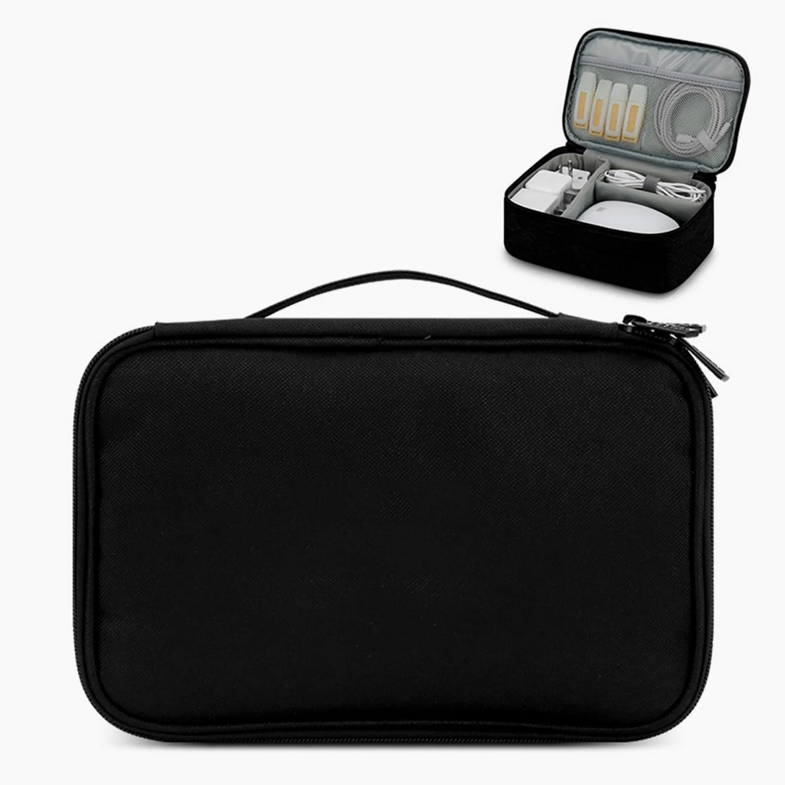 Borsa Organizer per Cavi Custodia Digitale Multifunzionale Caricabatterie Alimentatore Cavo Dati Ricarica Custodia Protettiva for Tesoro Scatola organizzatore(Black,Simplicity Portable)