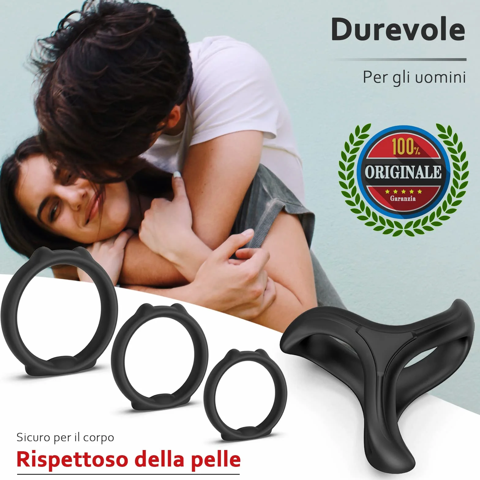 Triangolo Anelli Pene, Pleasure Ring, Set di 4 Cockring Nero