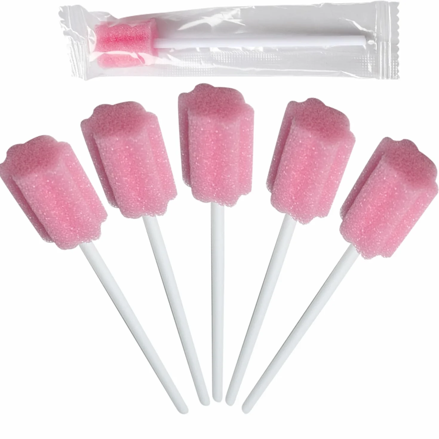 Tamponi Dentali Monouso 80pz Spugnette Pulizia Bocca Sterili (Rosa)