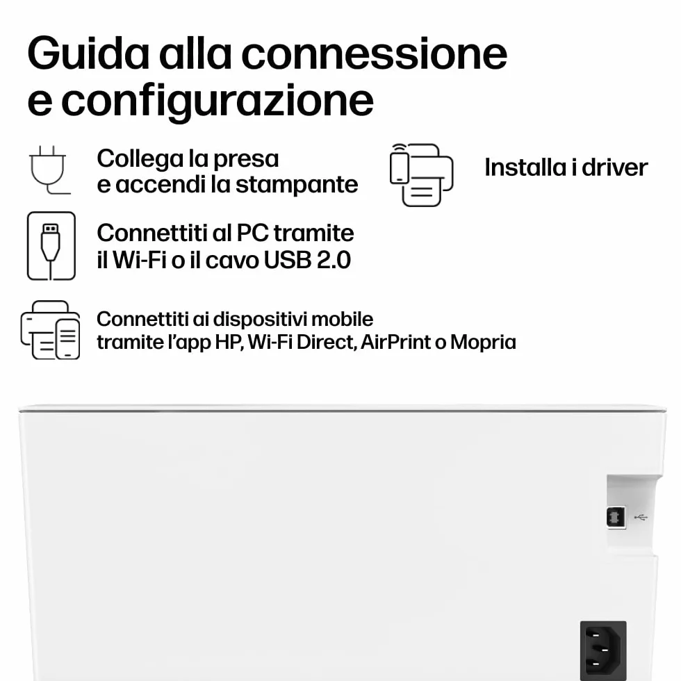 HP LaserJet M110w 7MD66F Stampante Laser A4 Monocromatica, Stampa Fronte e Retro Manuale, 20 ppm, Wi-Fi, Bianca