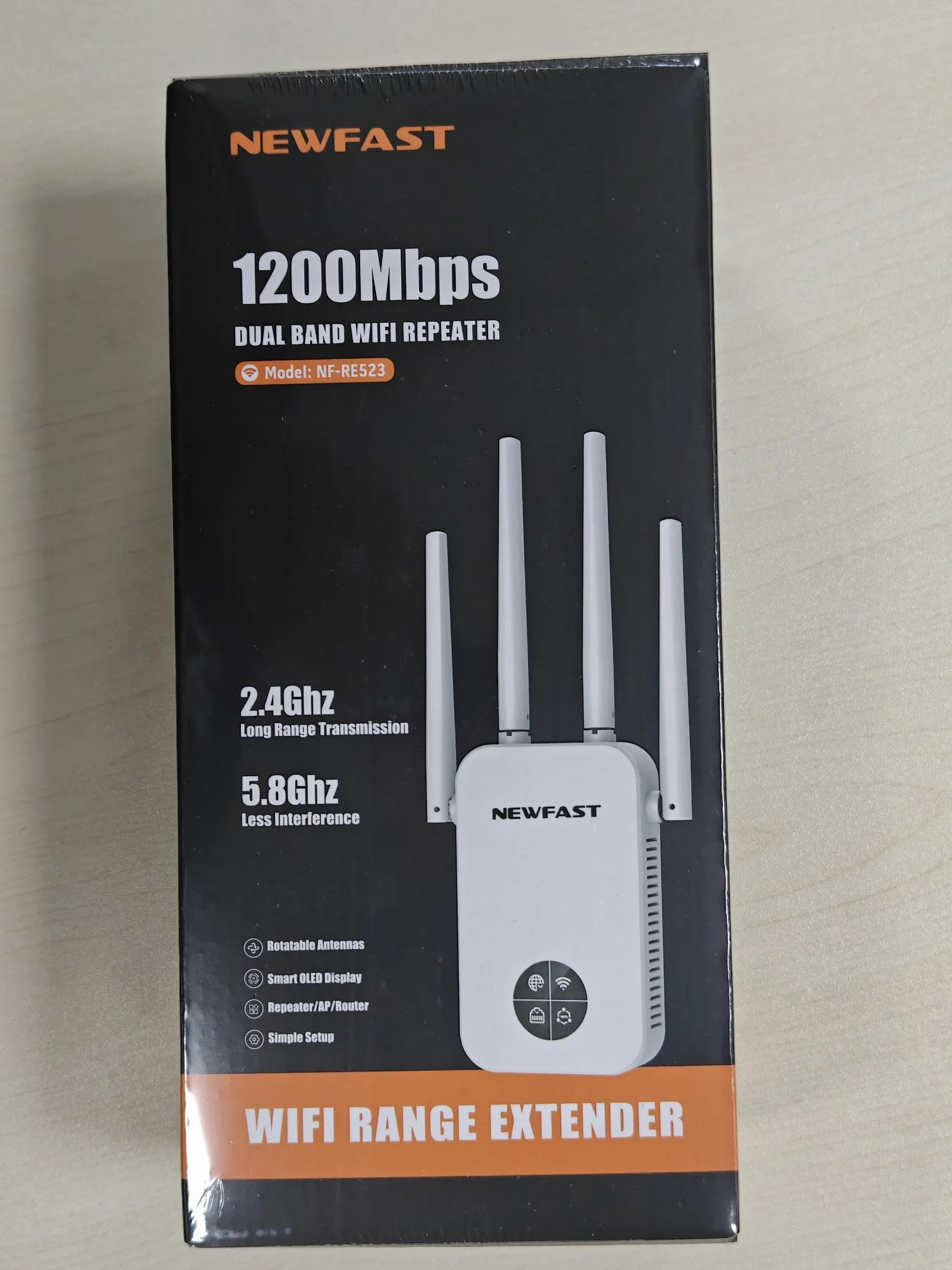 Ripetitore WiFi Potente 1200Mbps Amplificatore WiFi con 4 Antenne, RE523W2 NF