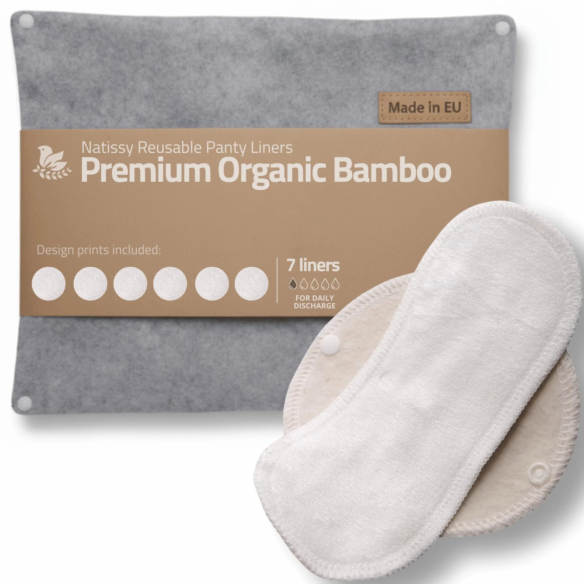 Salvaslip Lavabili Bambù ORGANICO 7 Pezzi Donna MADE IN EU Assorbenti Lavabili Riutilizzabili