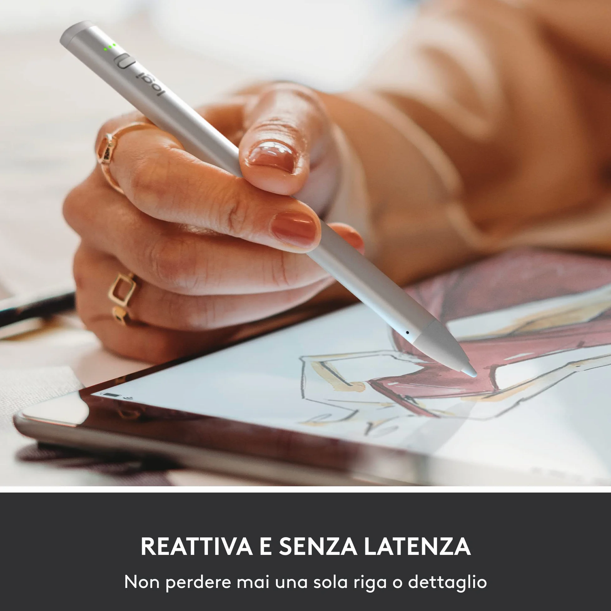 Logitech Crayon Matita Digitale Per Ipad, Con Porte Usb-C, Tecnologia Apple Pencil, Precisione Al Pixel Senza Latenza e Punta Intelligente Dinamica Ricarica Usb-C Rapida, 50 x 50 x 28 cm - Argento