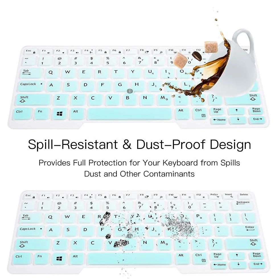Copritastiera in silicone per Dell Latitude 5480 5490 7490 E7450 E7470 E5470 E7480 protezione morbida tastiera protettiva, colore verde menta graduale (layout USA, con punti)