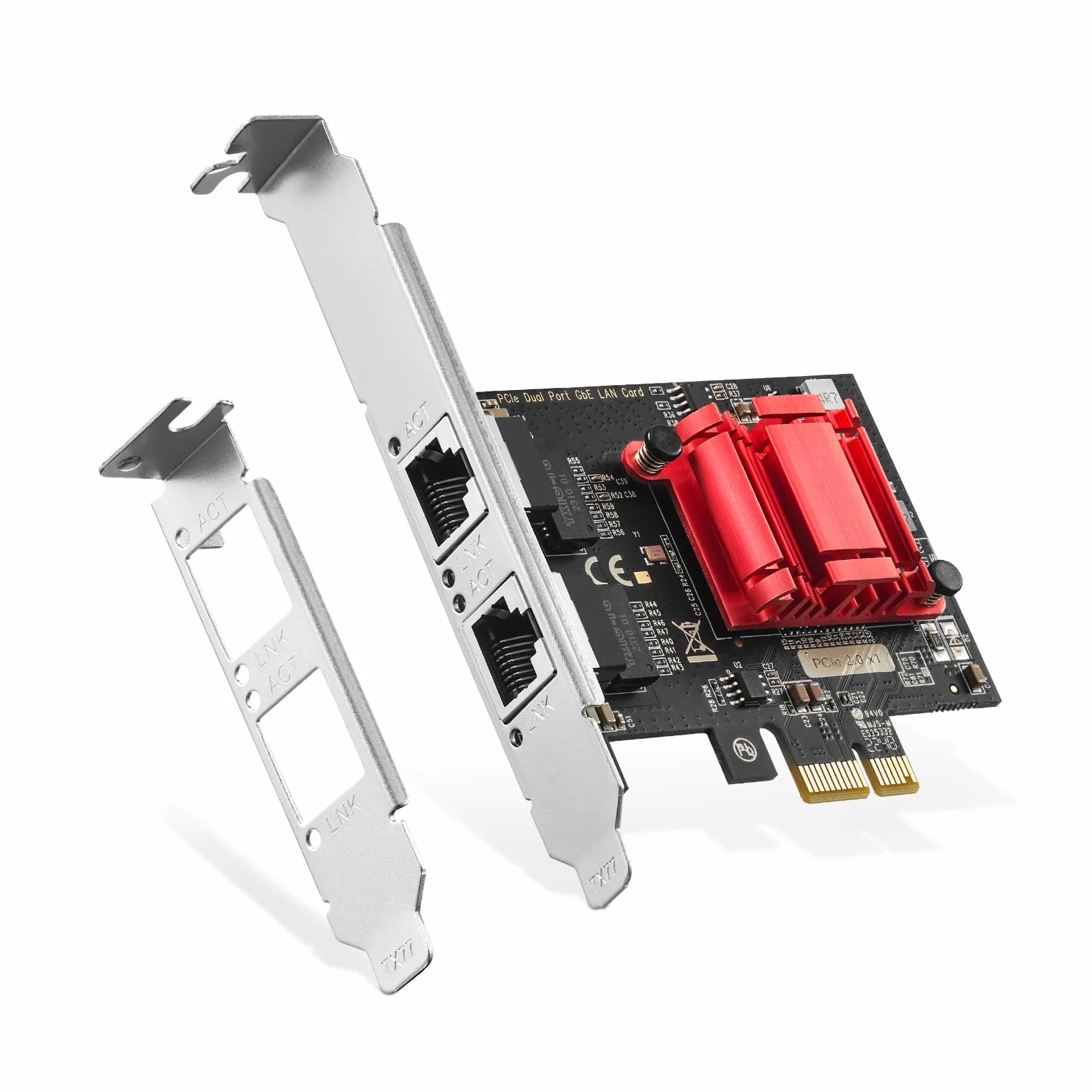 Adattatore di rete PCIe Gigabit a 2 porte, controller Intel 82575/82576 1000/100 Mbps Binardat Ethernet LAN scheda per Windows/Linux