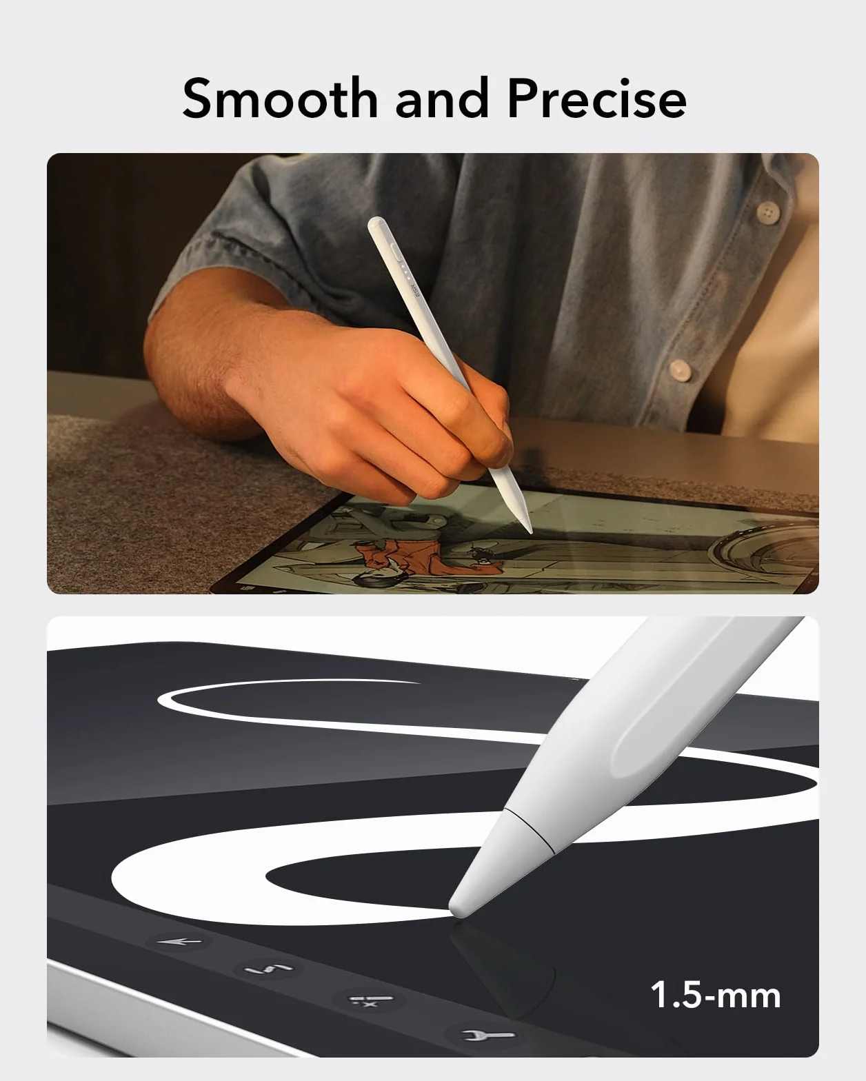 ESR Penna per iPad 2018-2025, Sensibilità all'inclinazione, Tecnologia Palm Rejection, Pencil Stilo per iPad 11th(A16)/10th Generation, Air 11"/13", Pro 11"/12.9"/13",Mini 6/5, Bianco