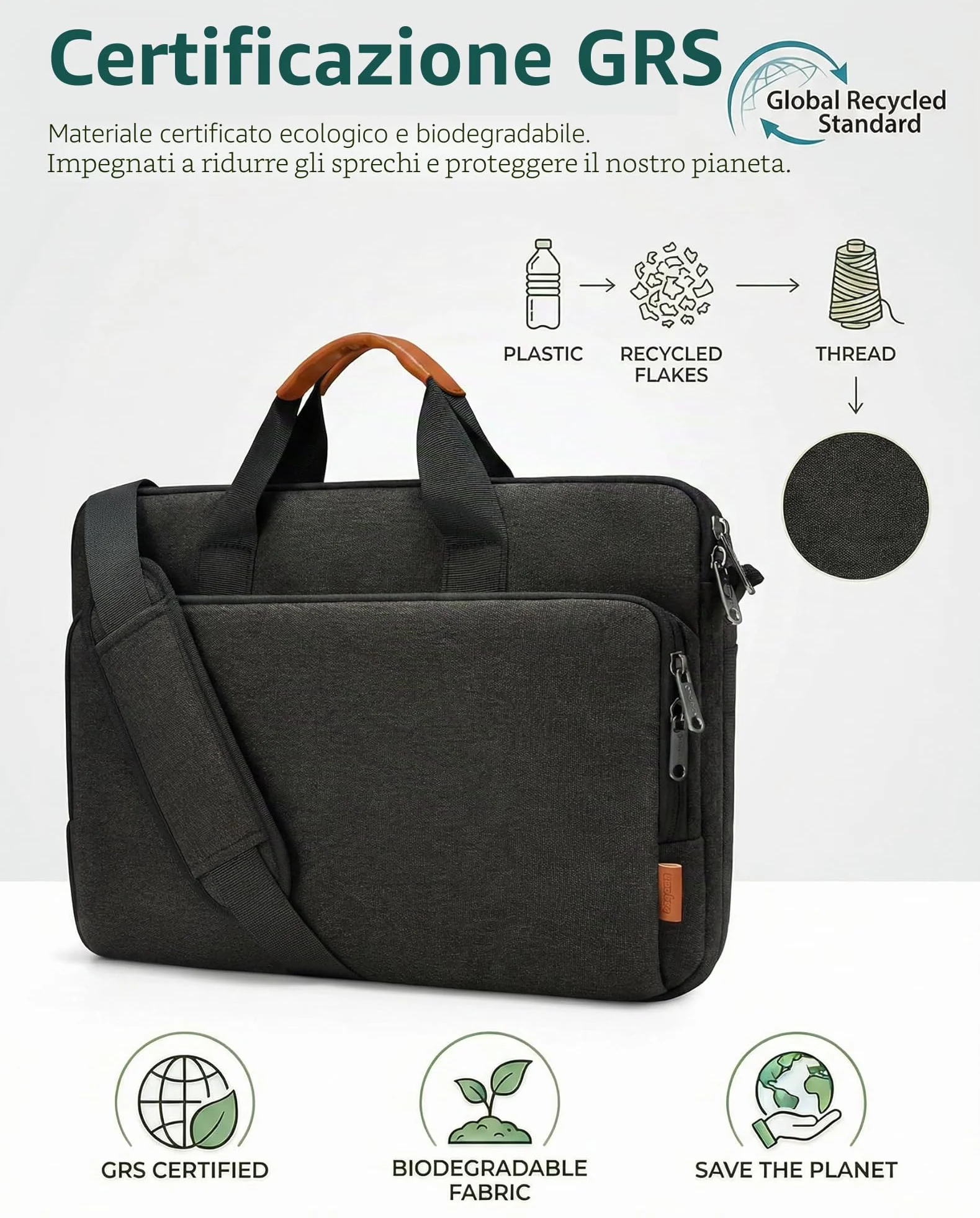 bagasin Borsa per laptop, valigetta per computer portatile compatibile da 15,6" a 17,3", borsa a tracolla estensibile, borsa messenger, borsa da trasporto per notebook e PC
