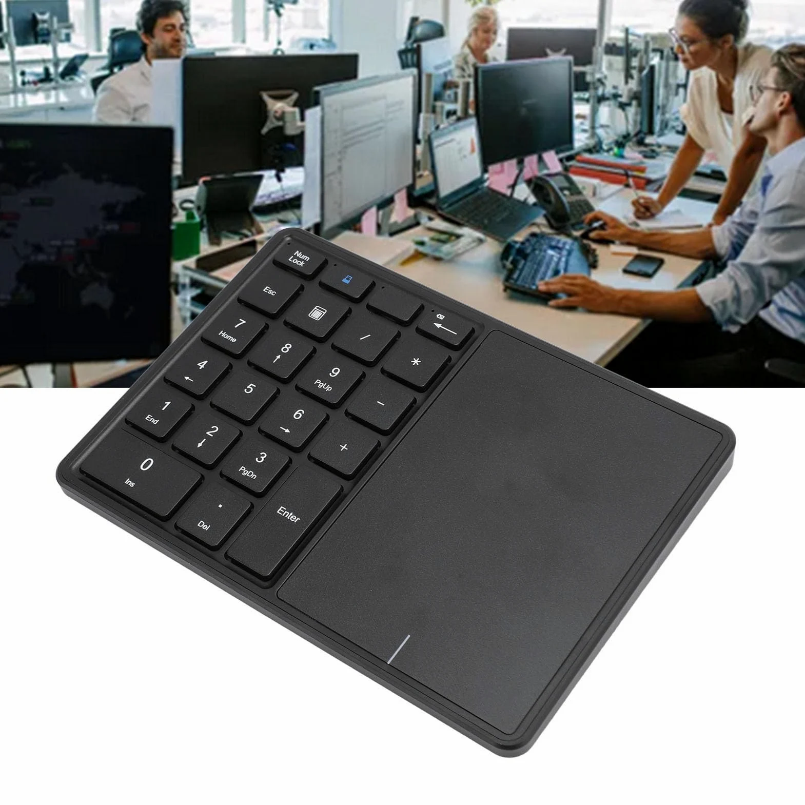 XUMIUZIY Tastierino Numerico, 22 Tasti modalità Doppia Bluetooth 4.2 Tastierino Numerico Wireless con Touchpad, Tastiera Numerica Esterna Sottile per PC Desktop Portatile (BLACK)