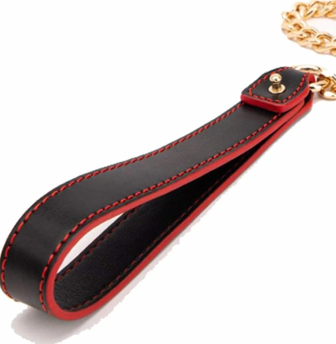 Collare con catena d'oro e bordo rosso frustino nero per mostrare il vostro gusto nobile