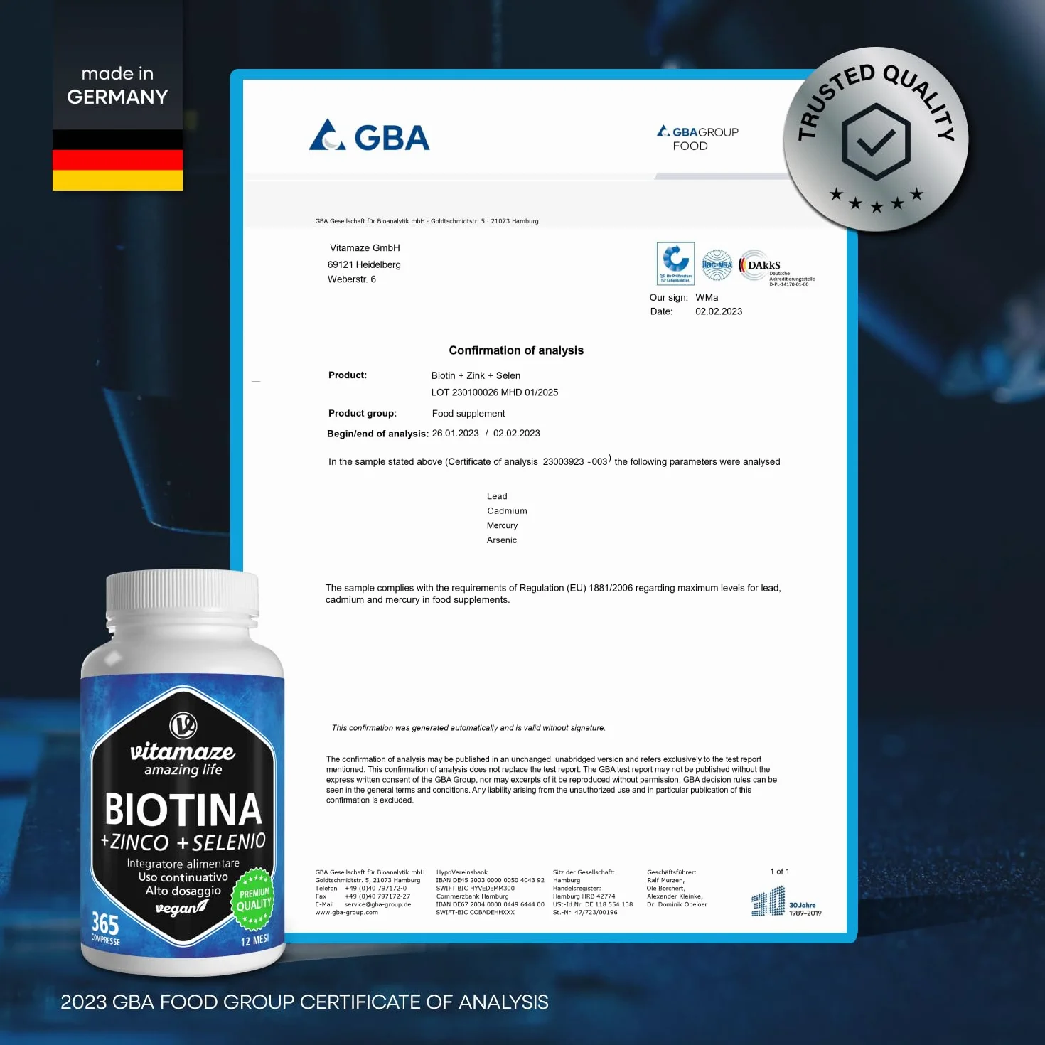 Vitamaze® Biotina Anticaduta Capelli 365 Giorni – Integratore Capelli Alto Assorbimento con Zinco e Selenio