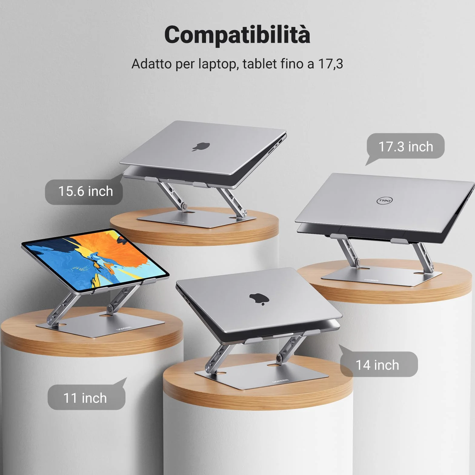 UGREEN Supporto per Laptop Pieghevole e Regolabile, Porta per PC Portabile Ergonomica con Raffreddamento Ventilato da 10 a 17 Pollici Compatibile con MacBook Air Pro HP Dell Acer