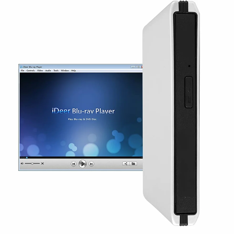 Goshyda Unità Ottica Esterna, USB3.0 Blu-Ray Laptop PC Disc Registratore Portatile Ad Alta Velocità DVD CD BD Writer con Poggiapiedi, per Laptop Desktop