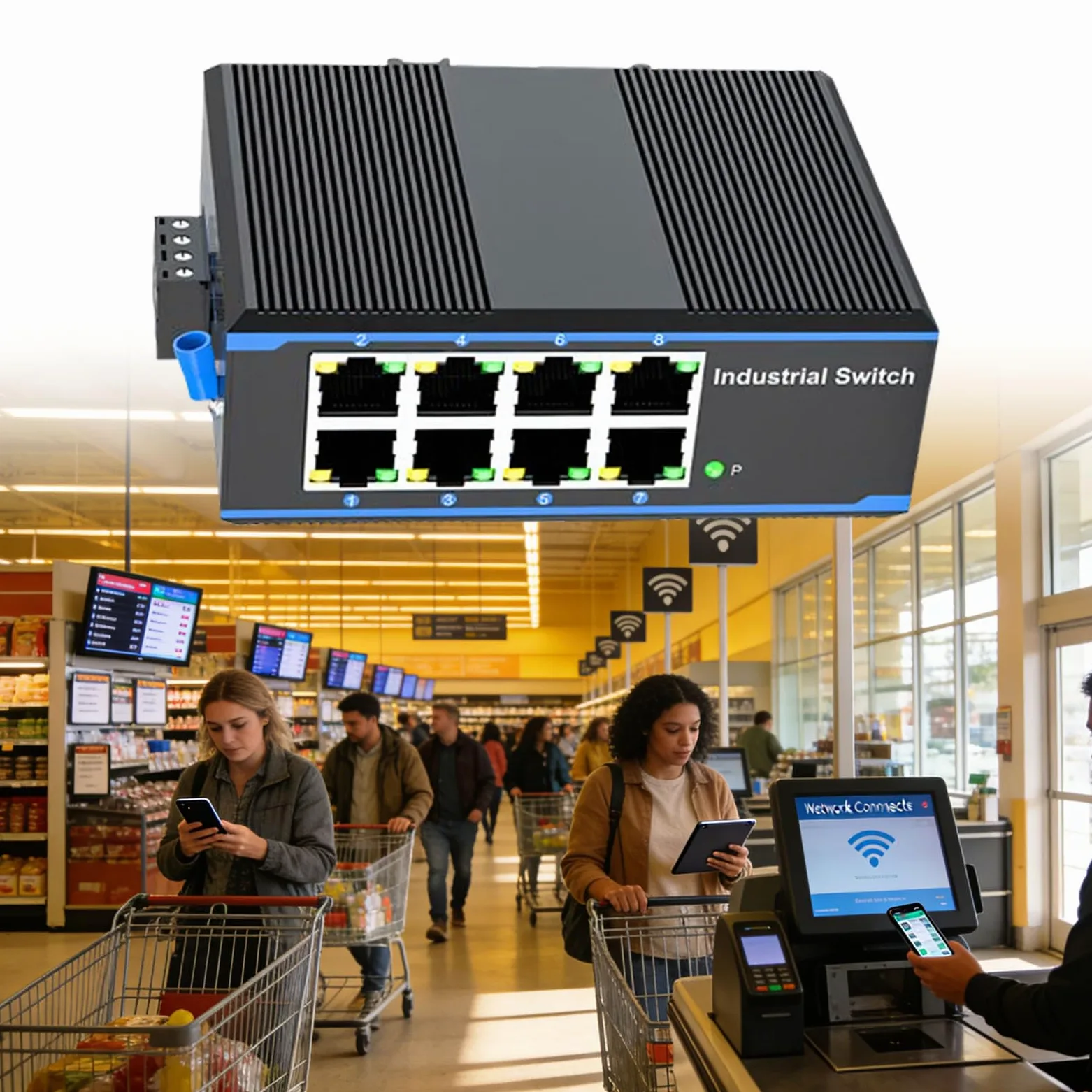 BACCANO industriale dello scambista 1000Mbps di Ethernet di gigabit di 8 porti montati plug and play