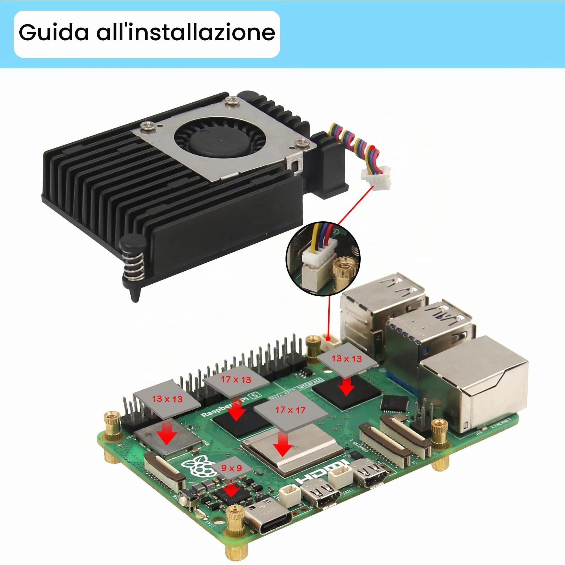 Geekworm H505 Active Cooler Fan for Raspberry Pi 5, Aluminum Heatsink with Blower PWM Fan