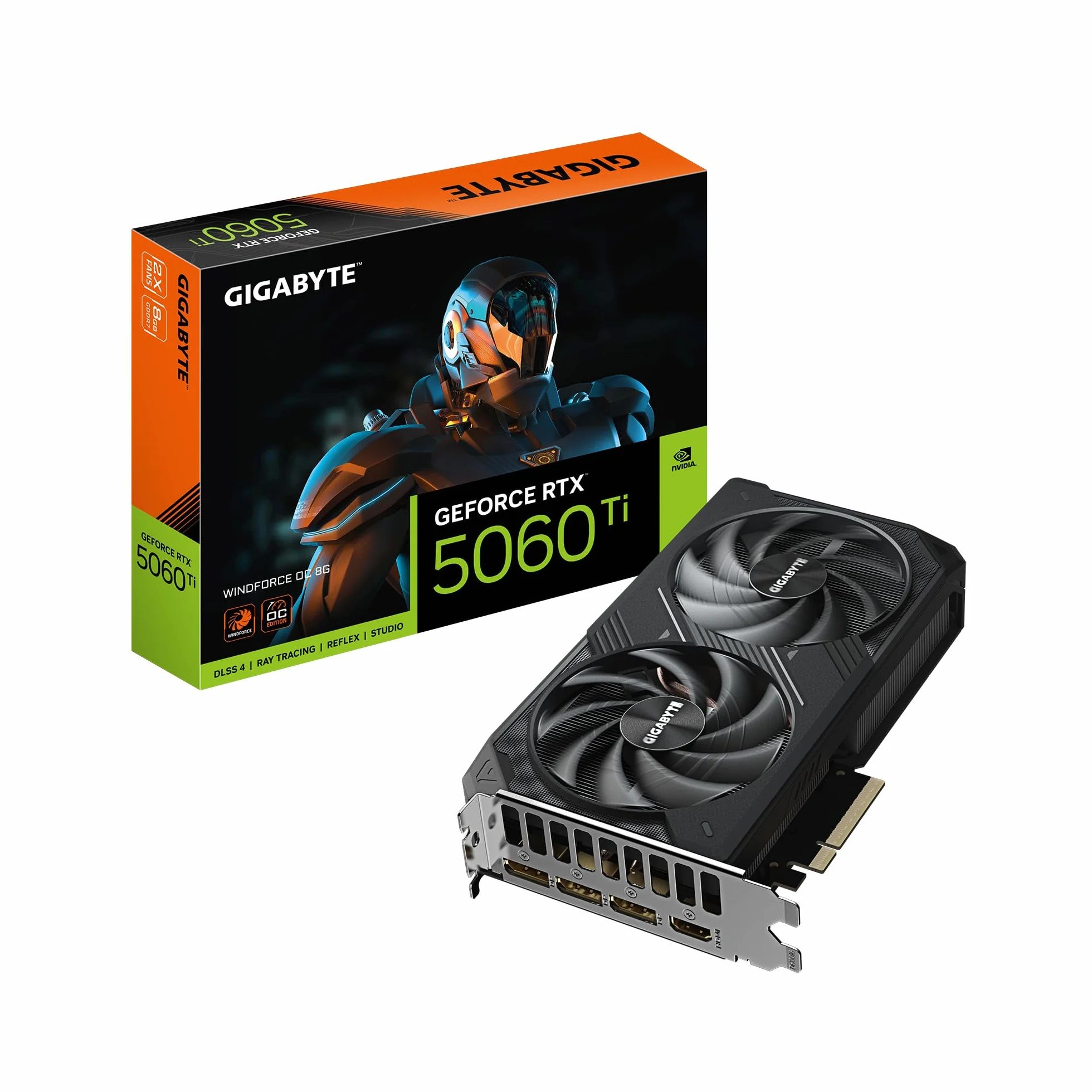 Gigabyte GeForce RTX 5060 Ti WINDFORCE OC 8G Scheda Grafica – 8 GB GDDR7, 128 bit, PCI-E 5.0, 2587 MHz Frequenza del core, 3 x DisplayPort, 1 x HDMI, GV-N506TWF2OC-8GD