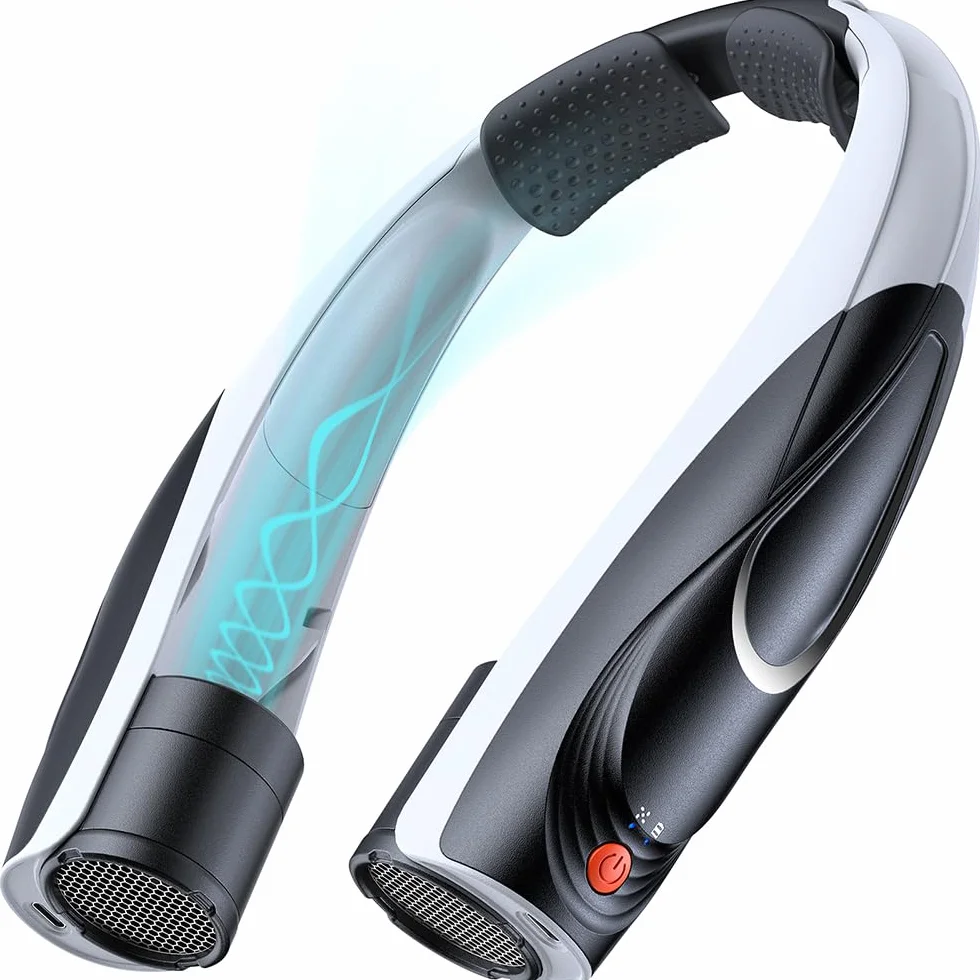 Ventilatore per il collo, 6000 mAh Ventilatore personale portatile, 6 velocità, ventilatore per il collo portatile con flusso d'aria a 360° raffreddamento a mani libere, ventilatore USB