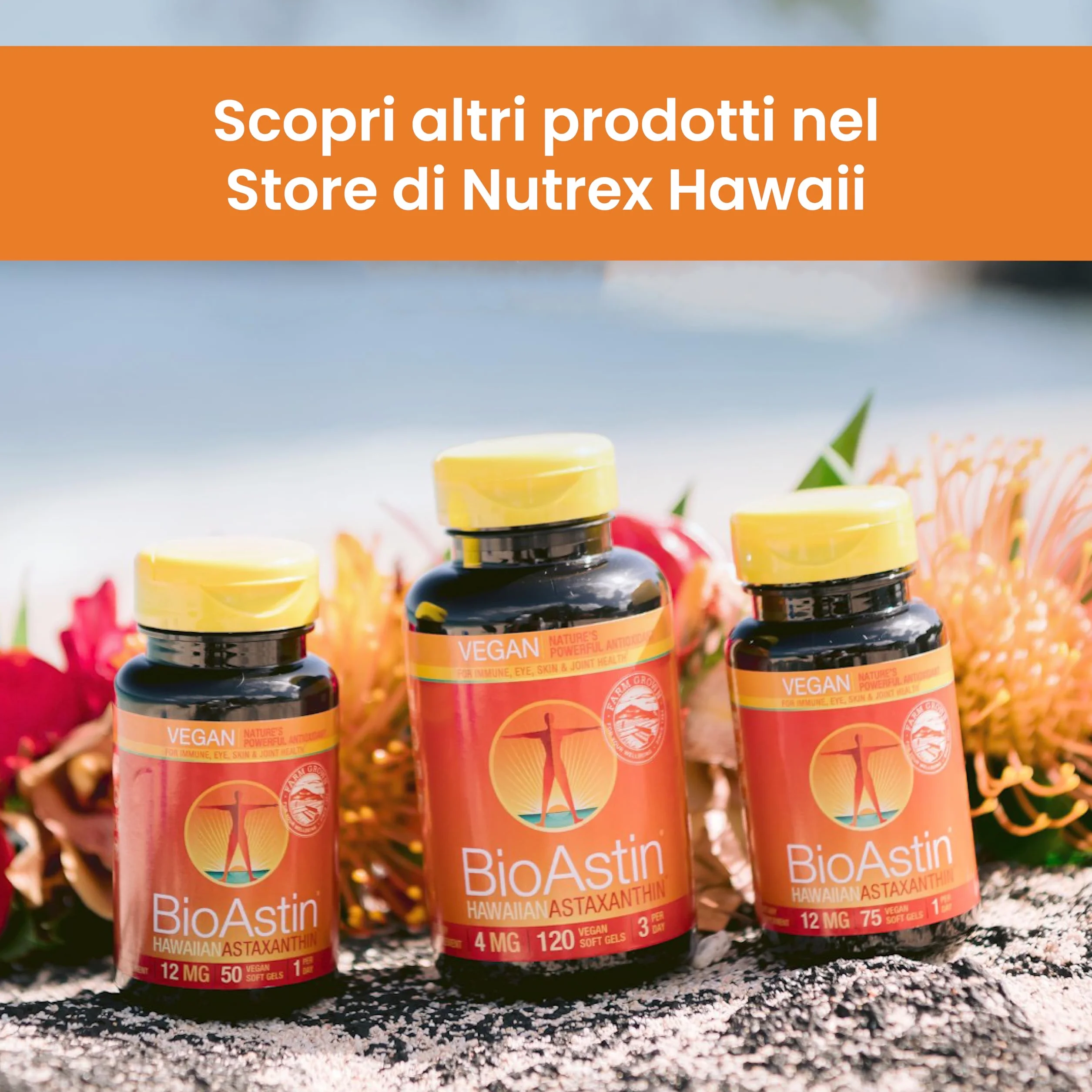 Nutrex Hawaii BioAstin Hawaiian Astaxanthin 12 mg 50 Capsule morbide Vitamina E non OGM