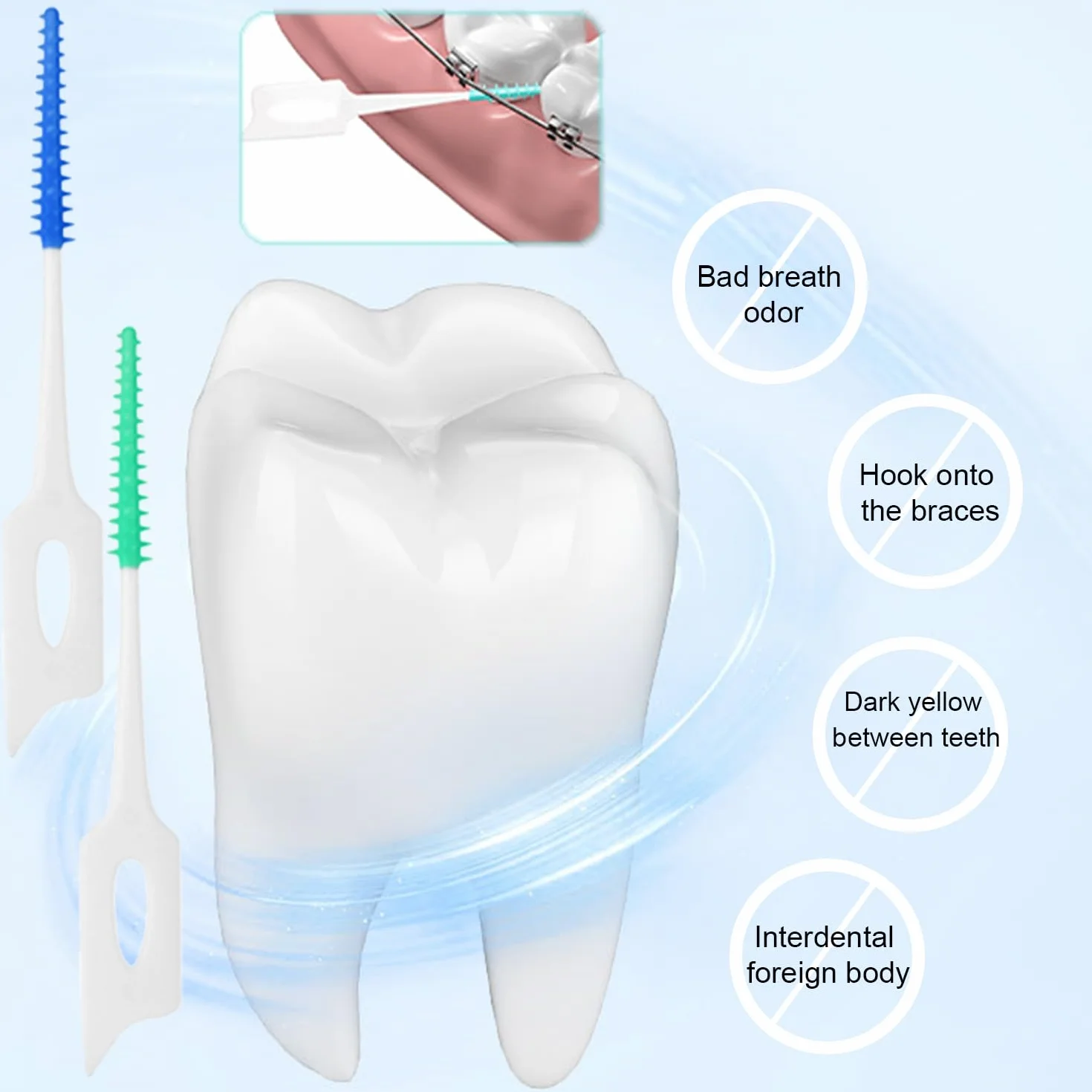Scovolini Interdentali Silicone 200 Pezzi per Pulizia dei Denti e Igiene Orale
