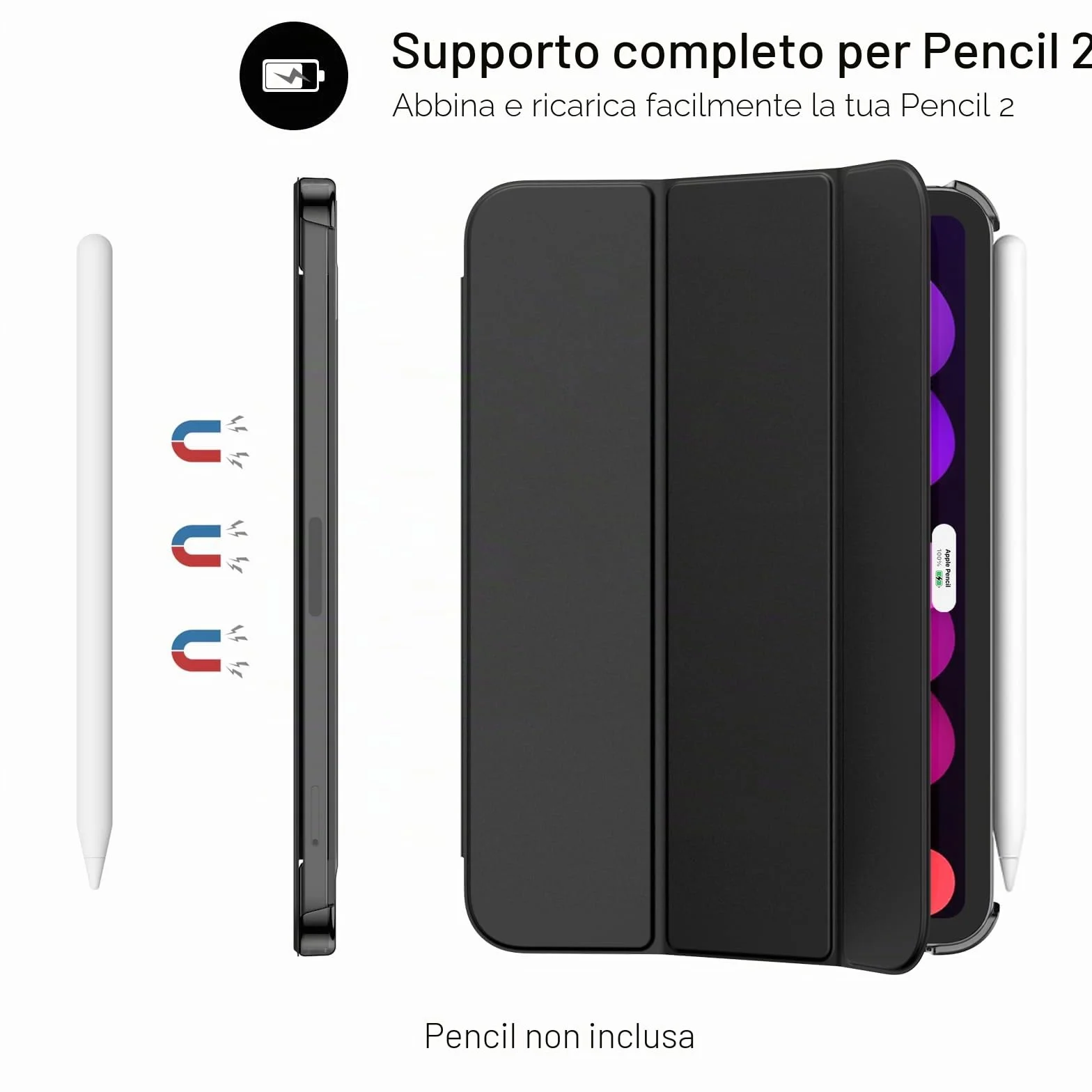 JETech Custodia iPad mini A17 Pro 2024 7a Generazione mini 6 2021 6a Generazione Supporto Sottile Retro Rigido Cover Auto Svegliati Sonno Nero