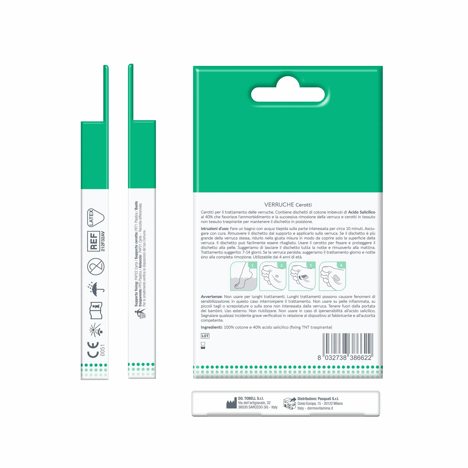 Dermovitamina Micoblock 3in1 Cerotti Verruche Acido Salicilico Mani e Piedi Confezione 16+16