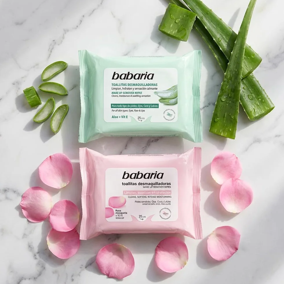 Babaria Salviette Struccanti Con Aloe Vera 25 Pezzi Struccante Viso Occhi Per Tutti i Tipi di Pelle