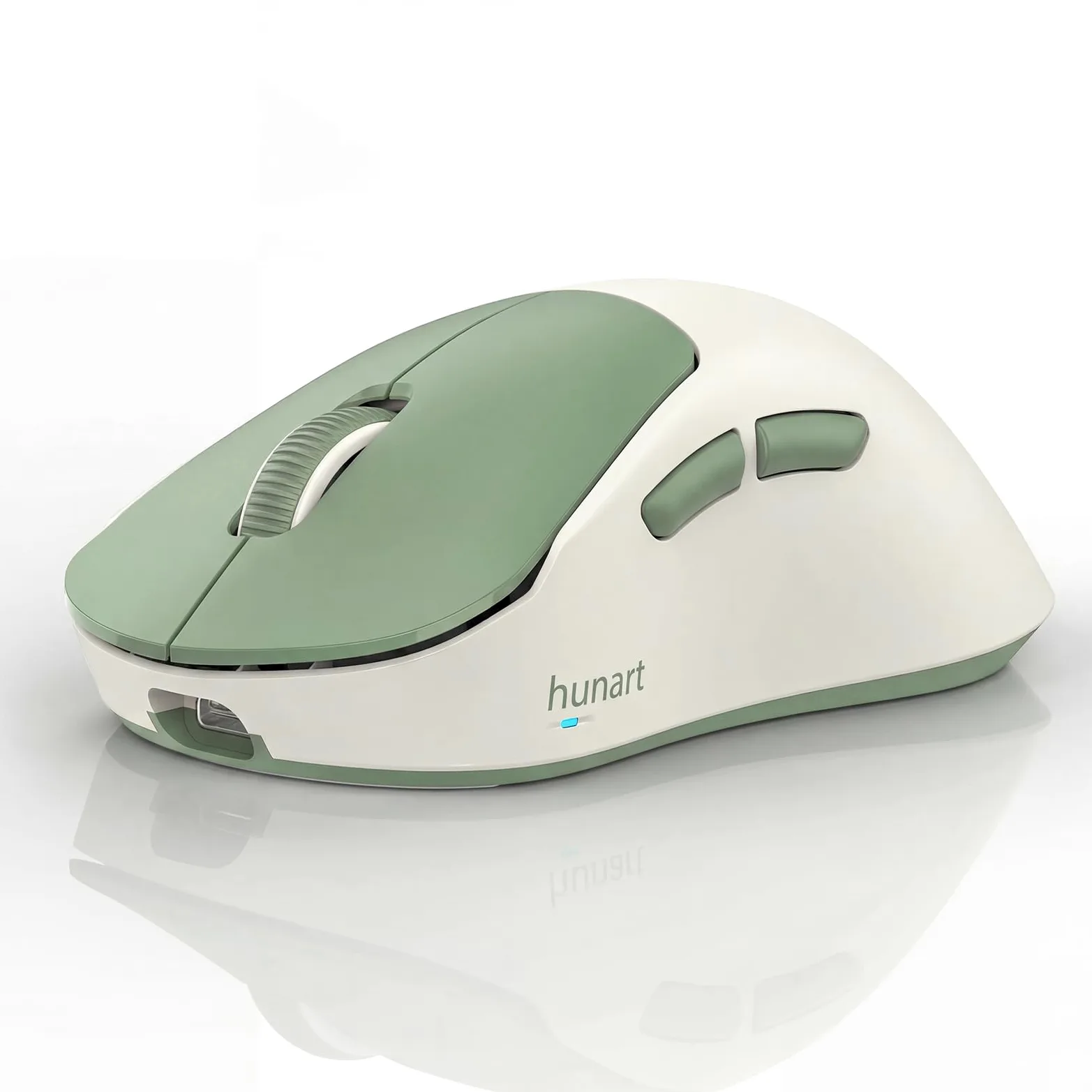 hunart H6 49 g mouse wireless, Bluetooth e mouse ricaricabile 2,4 GHz, leggero mouse ergonomico silenzioso con ricarica USB-C, mouse portatile da ufficio destro per laptop, PC, MacBook, tablet, verde
