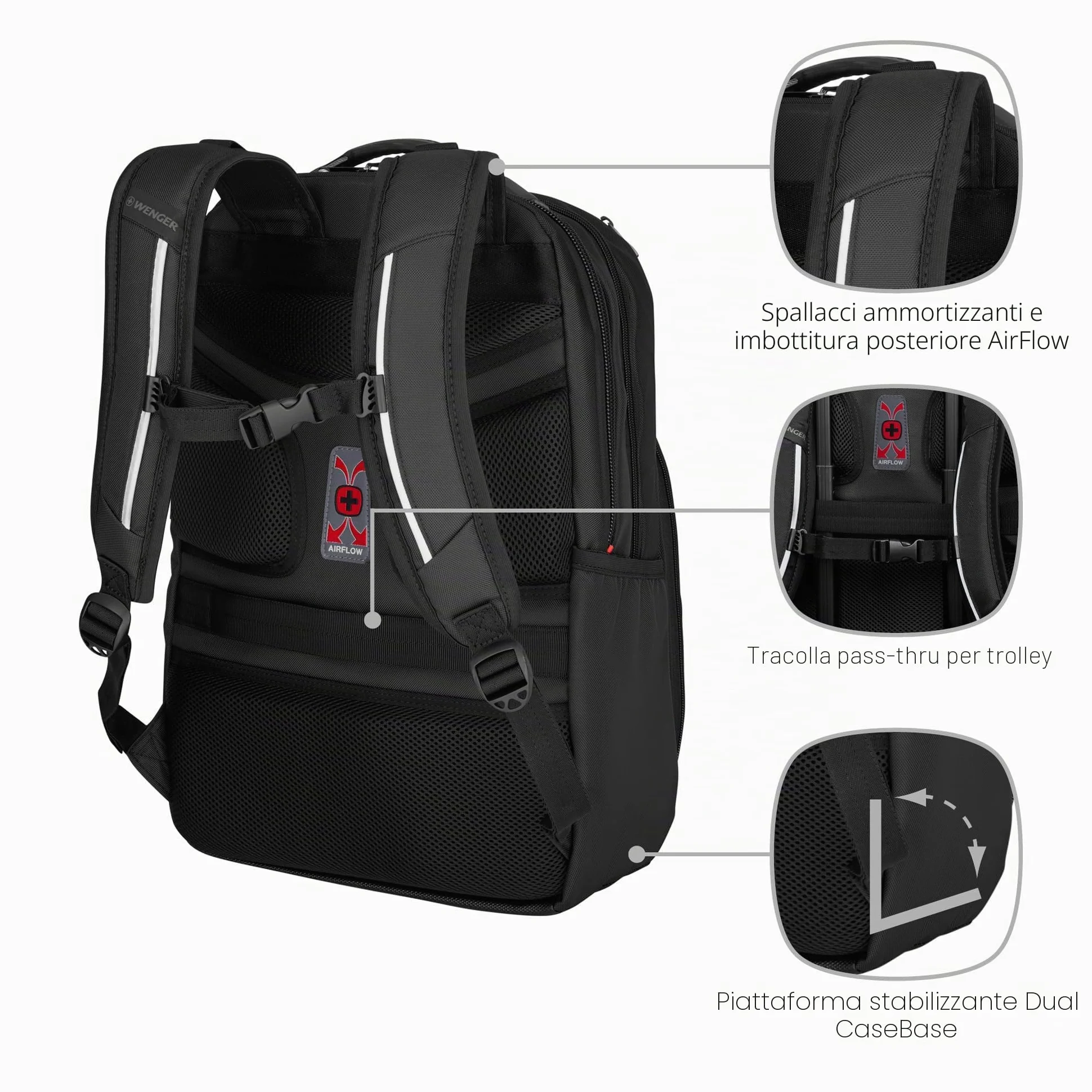 WENGER Zaino Porta PC Cosmic, Notebook 17”, Tablet 10”, 30 l, Organizer, Uomo Donna, Ufficio Viaggi di Lavoro Università, Nero, 653187