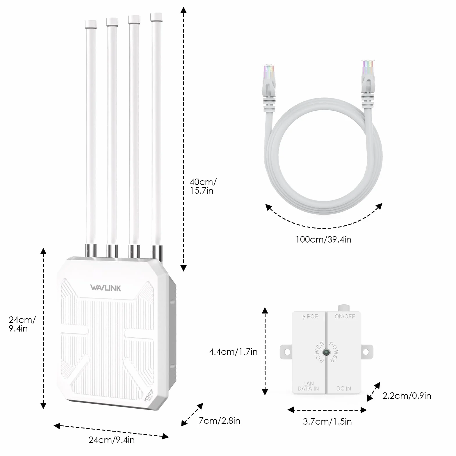 Router WiFi 7 WAVLINK Esterno BE5100 Mesh, Ripetitore, Punto di Accesso, IP67 Impermeabile, ESD 15KV, Protezione Fulmini 4KV, PoE Attivo/Passivo, Antenne 8dBi, Lunga Portata per Aree Rurali e Imprese