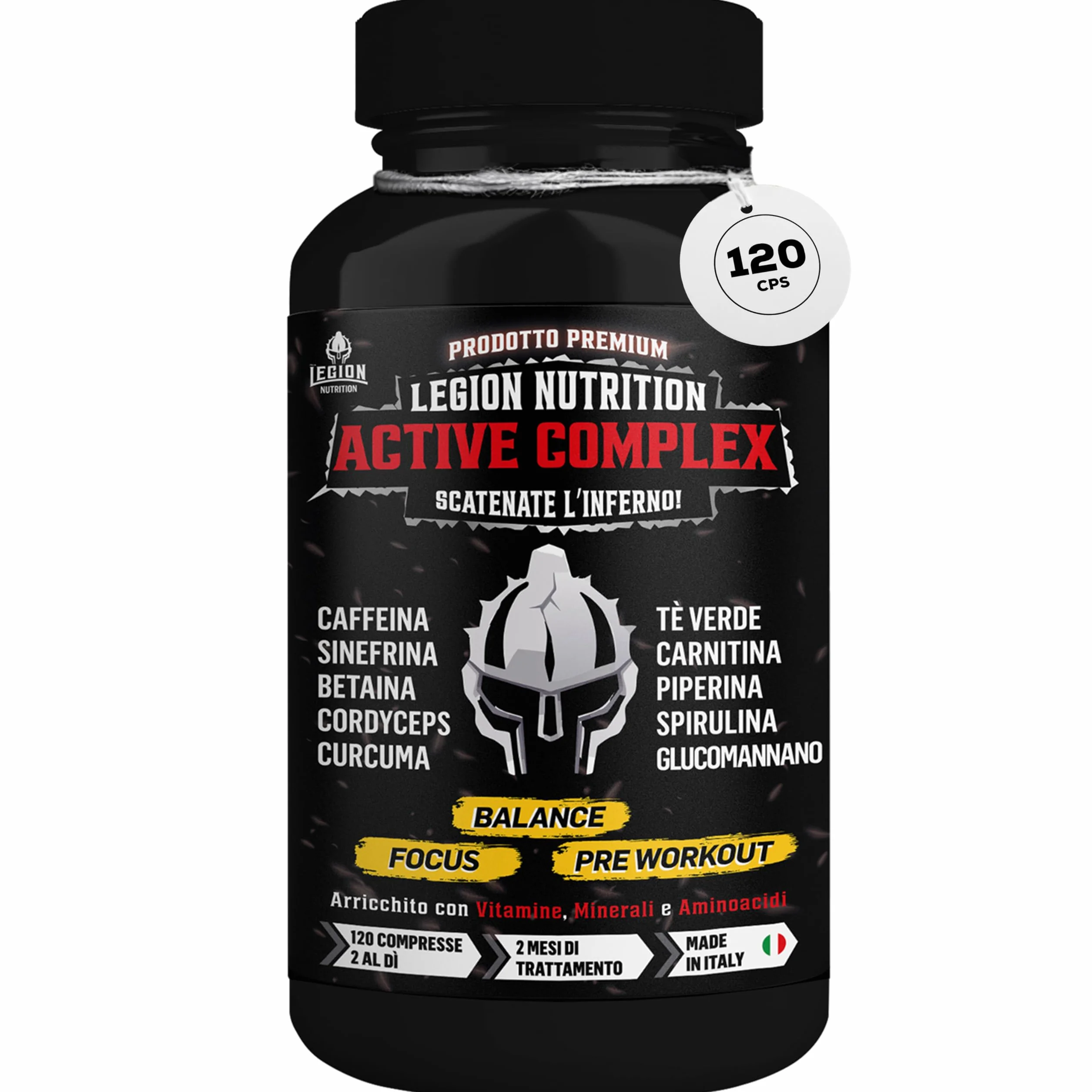 Legion Nutrition Integratore Alimentare Sostegno Metabolico 120 cpr Caffeina Sinefrina Carnitina Glucomannano