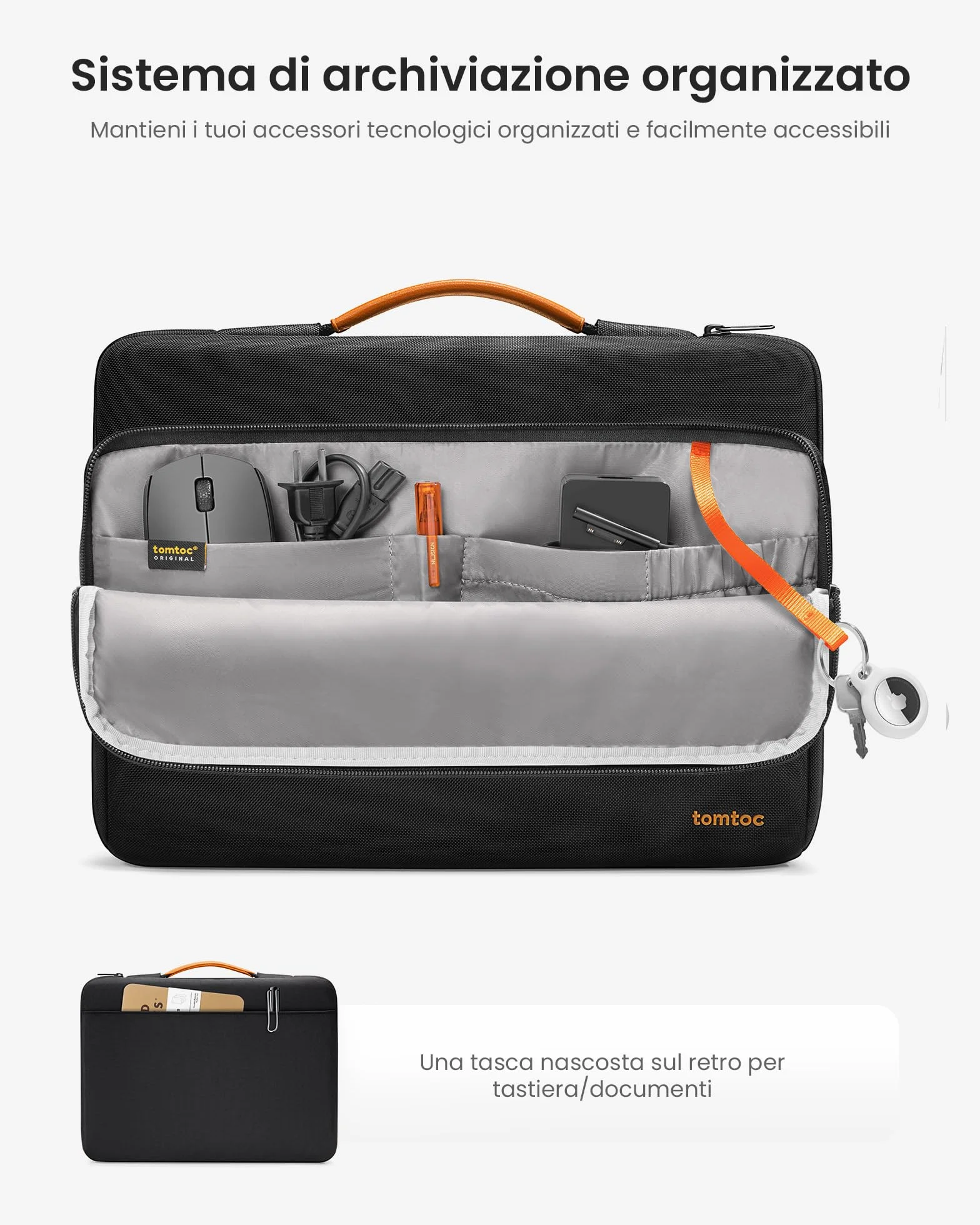 tomtoc Custodia protettiva a 360° per Lenovo, HP, ASUS, Dell, Acer Notebook Ultrabook, impermeabile, antiurto, con tasca per accessori Vivobook/Zenbook 14, colore nero