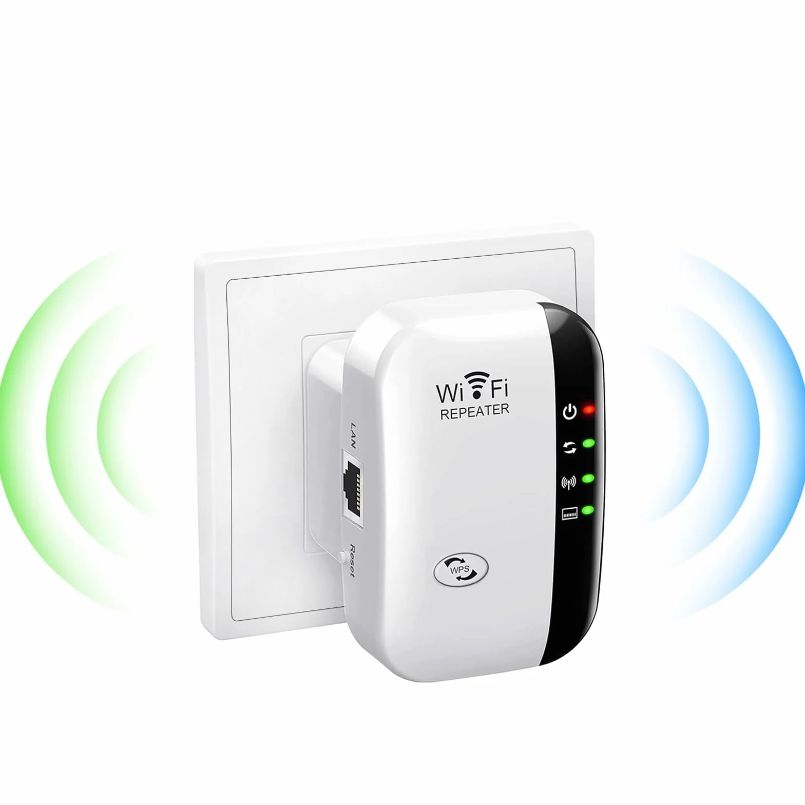 Ripetitore WiFi Potente, 2,4 GHz 300 Mbit/s Amplificatore WiFi con Modalità Ripetitore/Router/AP, Booster Wi-Fi Extender con Connessione Ethernet, Amplificatore Internet Fino a 5000 sq.ft e Tutti