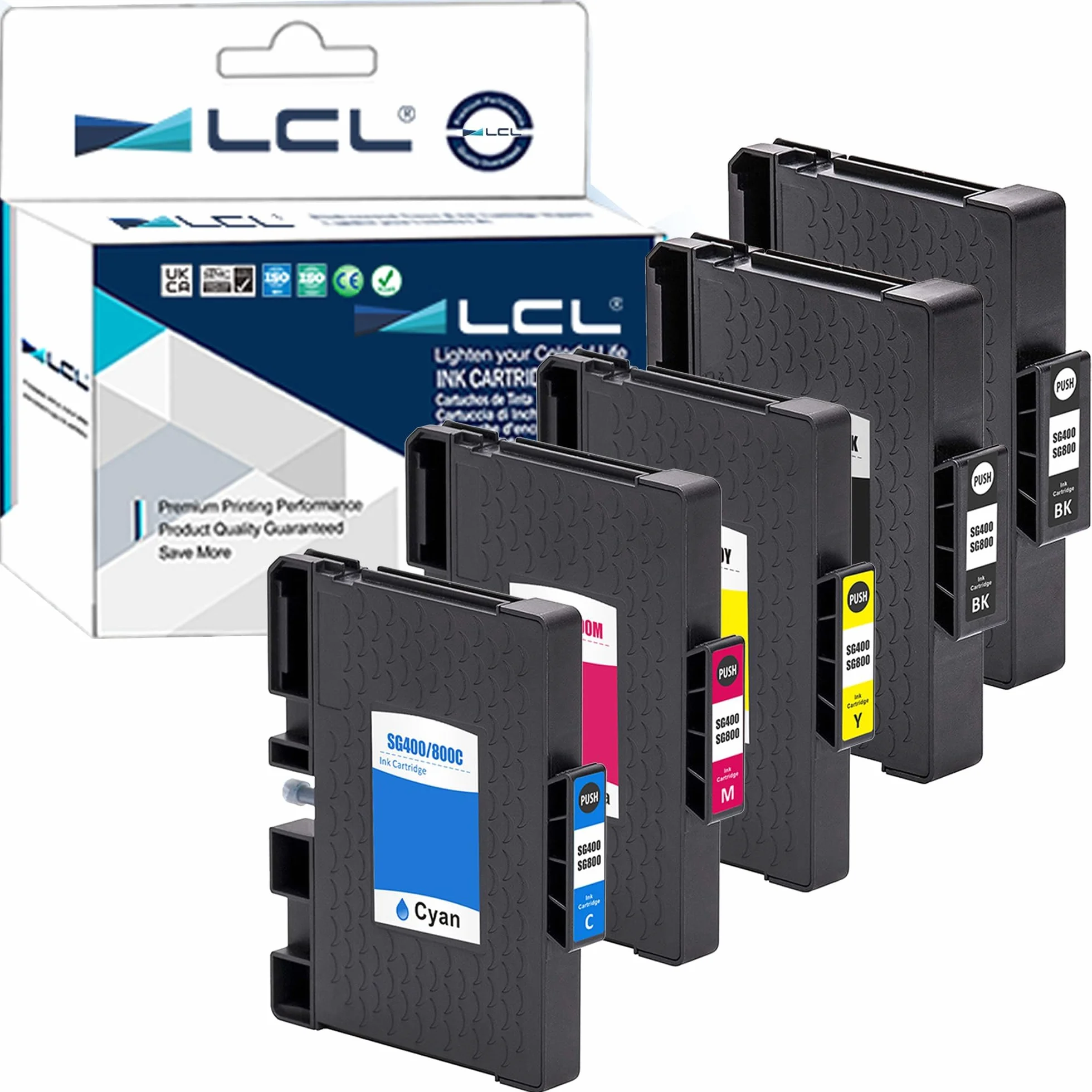 LCL Compatibile Cartucce d'inchiostro a sublimazione SG400 SG800 SG400NA SG800NA PRINTAN DINK (2KCMY) Sostituzione per Sawgrass Virtuoso SG400 SG800 SG400NA EU SG800NA RICOH SG3110 SG2100N SG3100