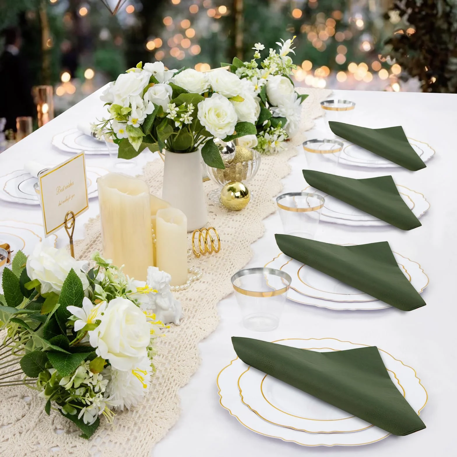 Tovaglioli di carta verde 33 x 33 cm quadrati per feste matrimoni