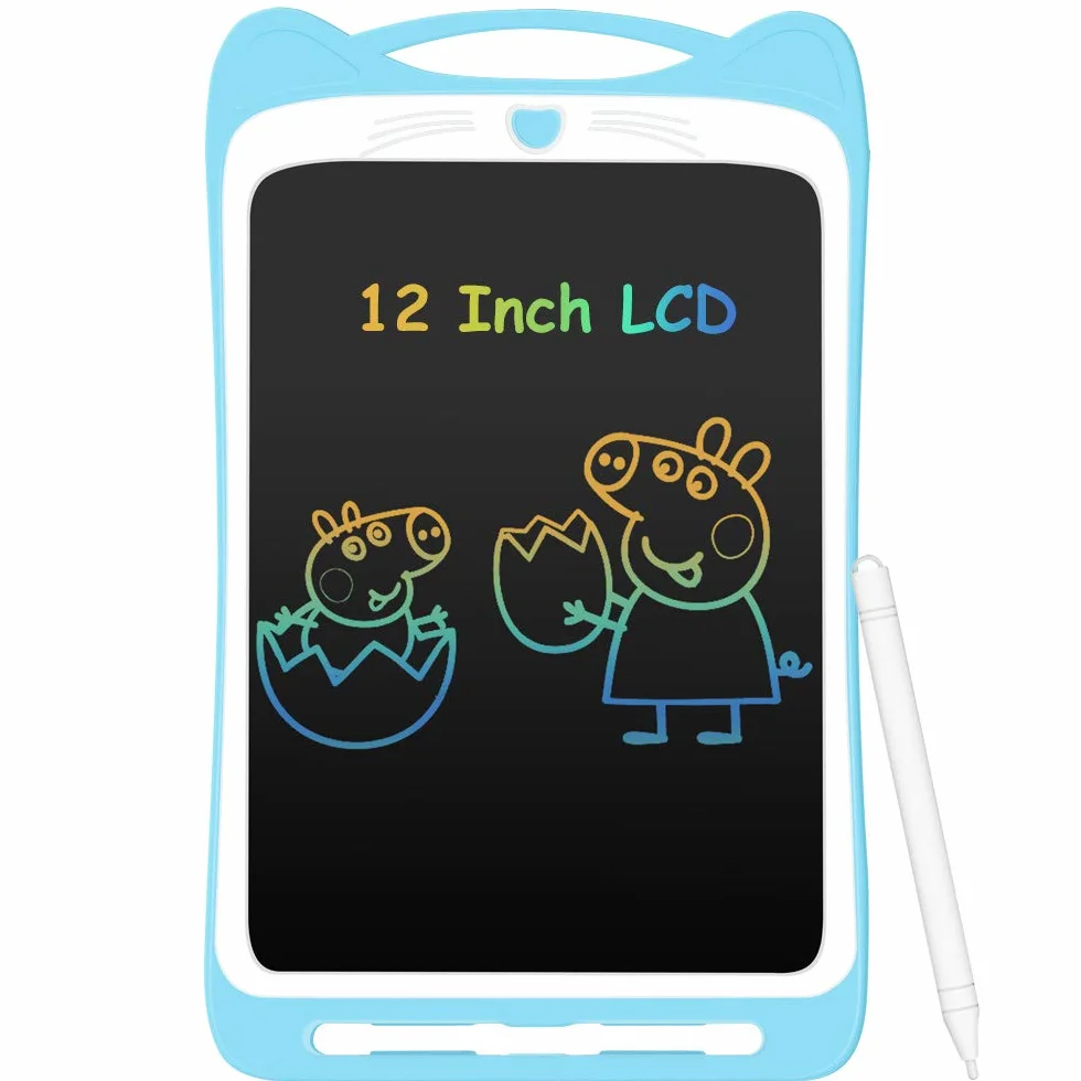 AGPTEK Tavoletta Grafica LCD Scrittura 12 Pollici Colorato con Pulsante di Blocco,Lavagna da Disegno Cancellabile Portatile Tavoletta Scrittura per Bambini Studenti Progettista Blu